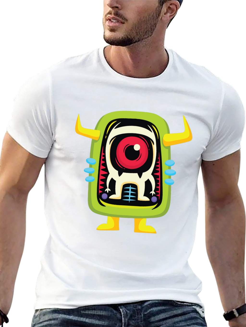Cartoon Monster Graphic Print Black T-Shirt