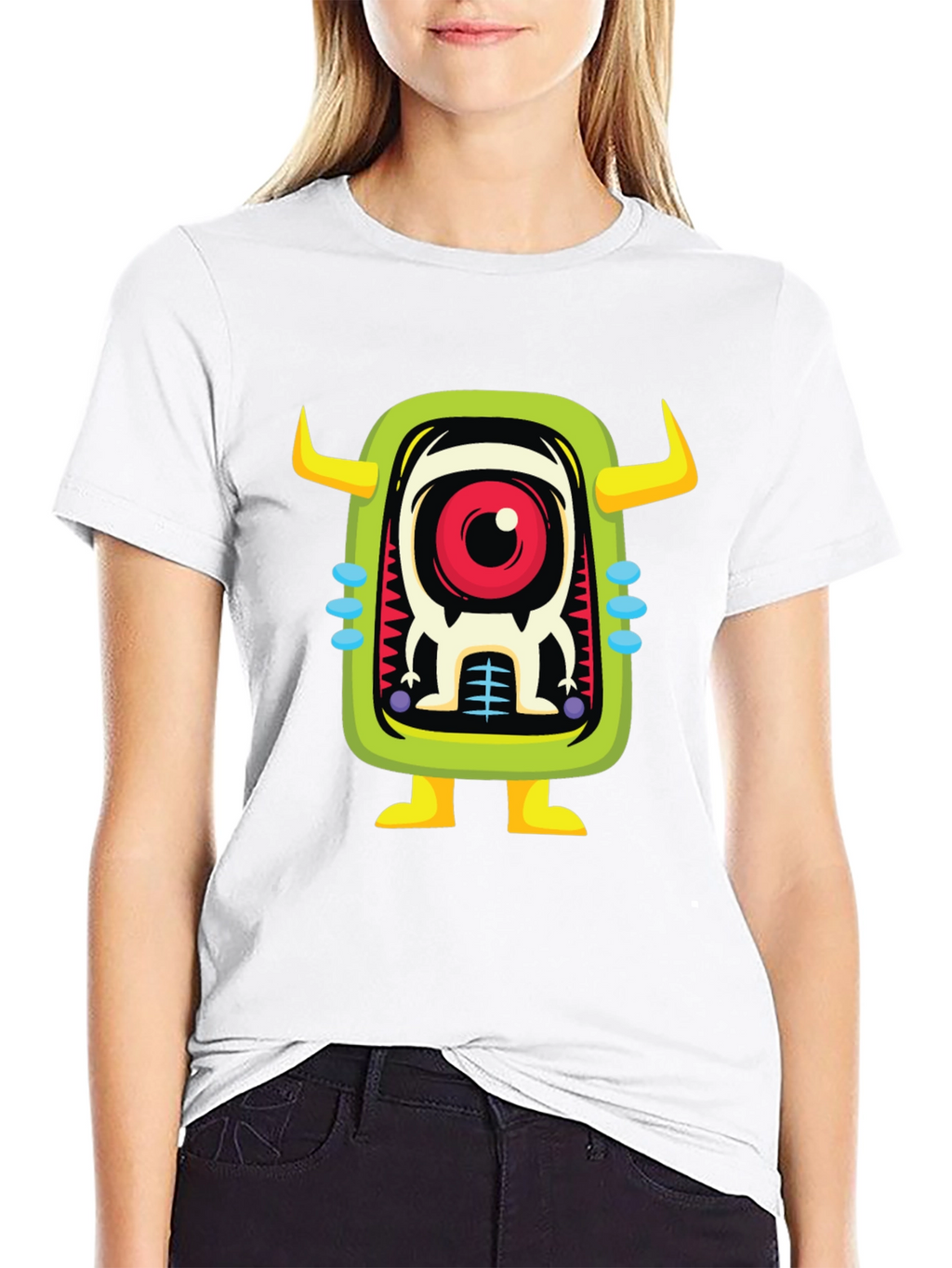 Cartoon Monster Graphic Print Black T-Shirt