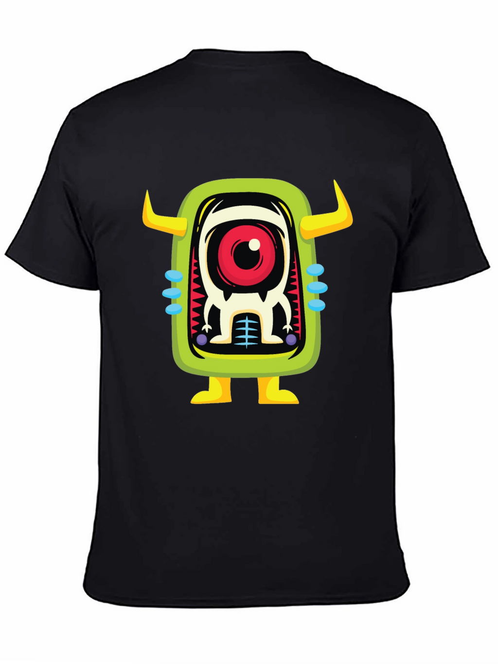 Cartoon Monster Graphic Print Black T-Shirt