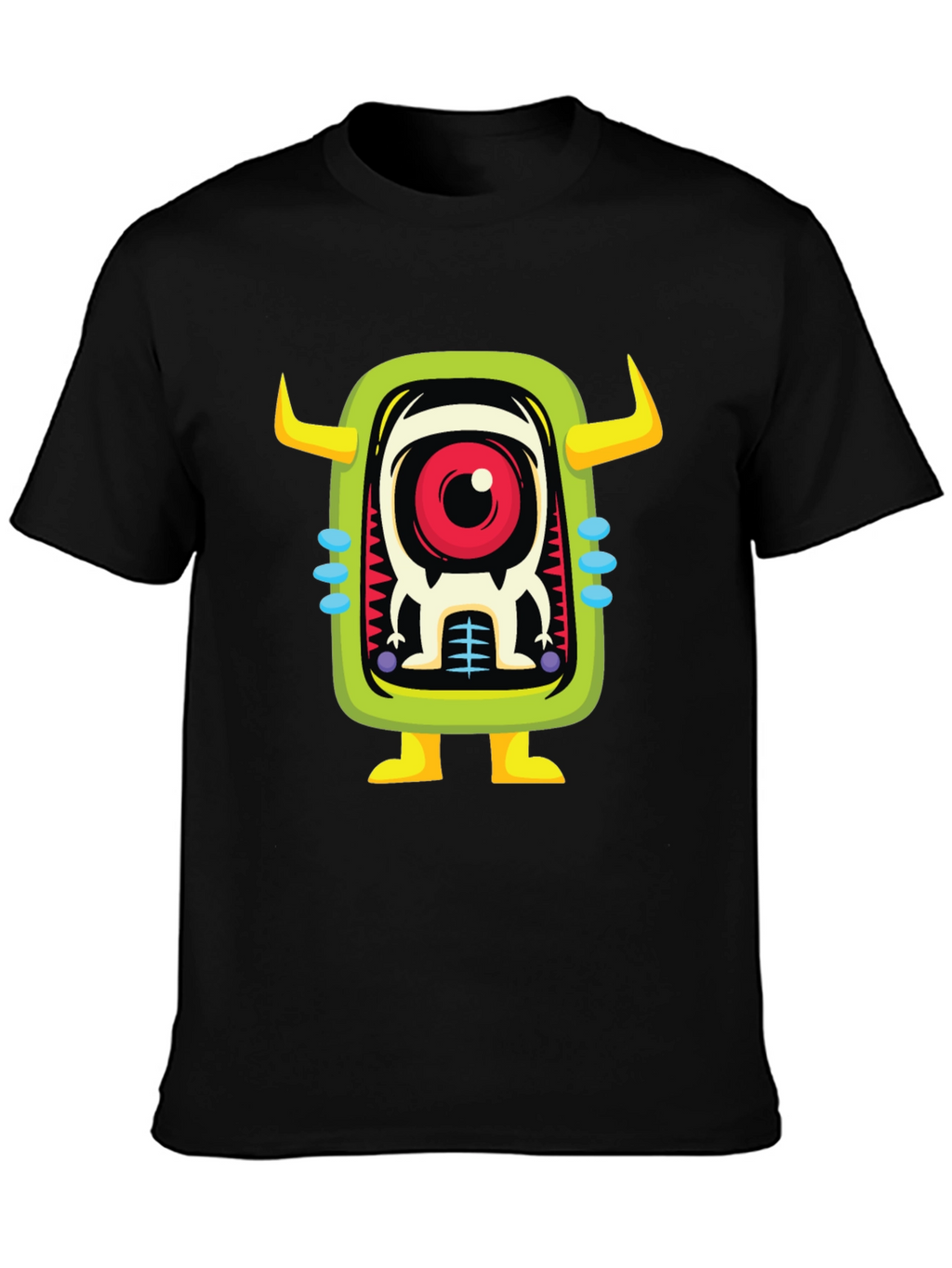 Cartoon Monster Graphic Print Black T-Shirt