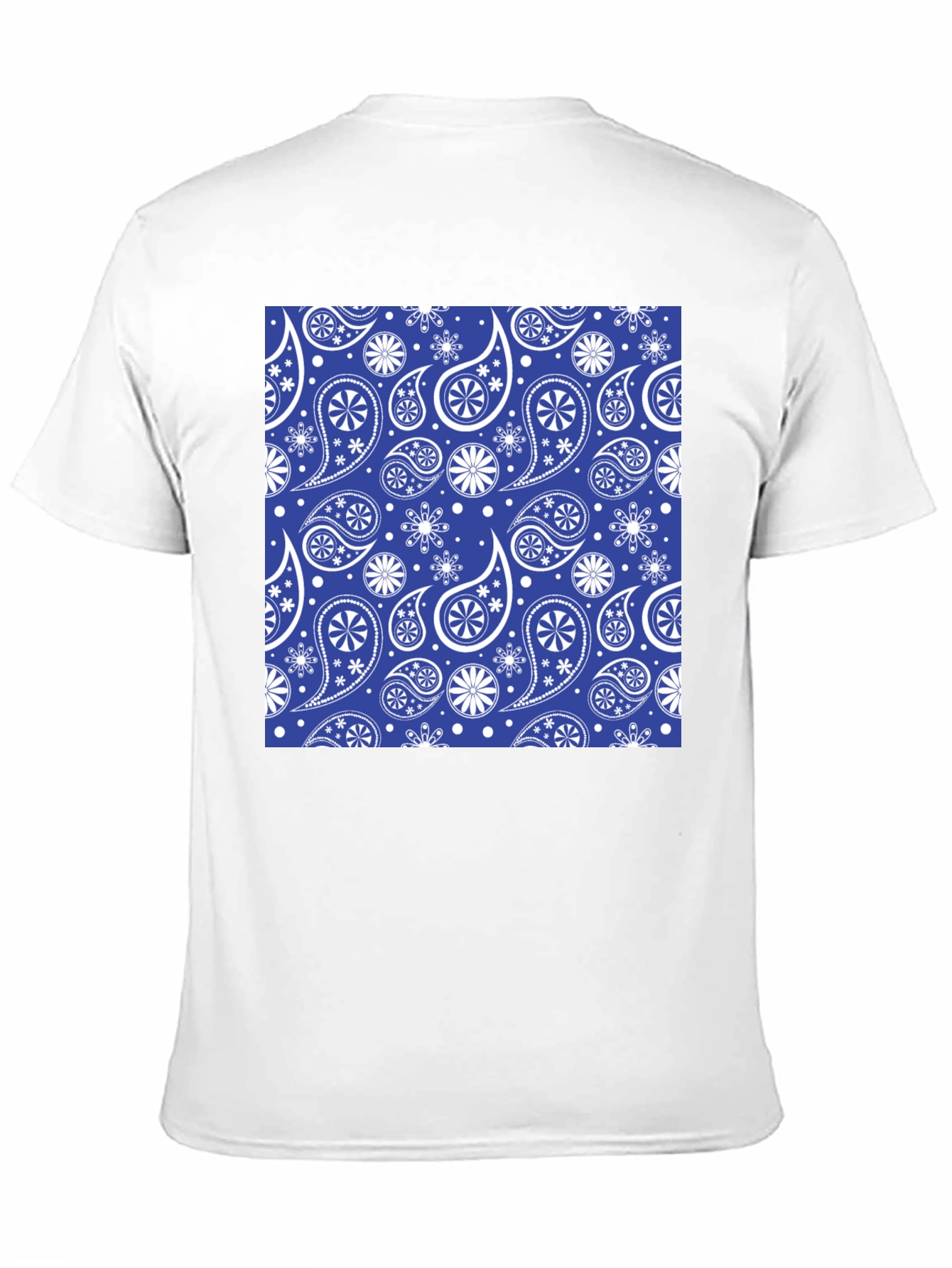 Blue Paisley Pattern Black T-Shirt