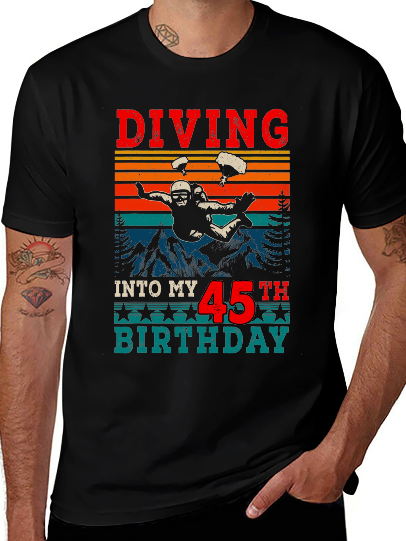 Diving Into My 45th Birthday Black T-Shirt