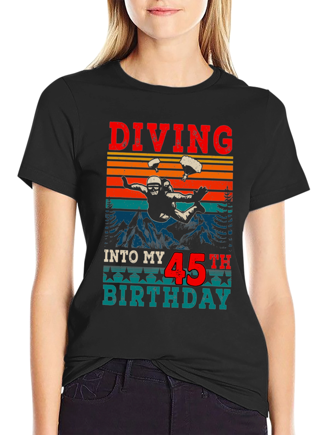 Diving Into My 45th Birthday Black T-Shirt