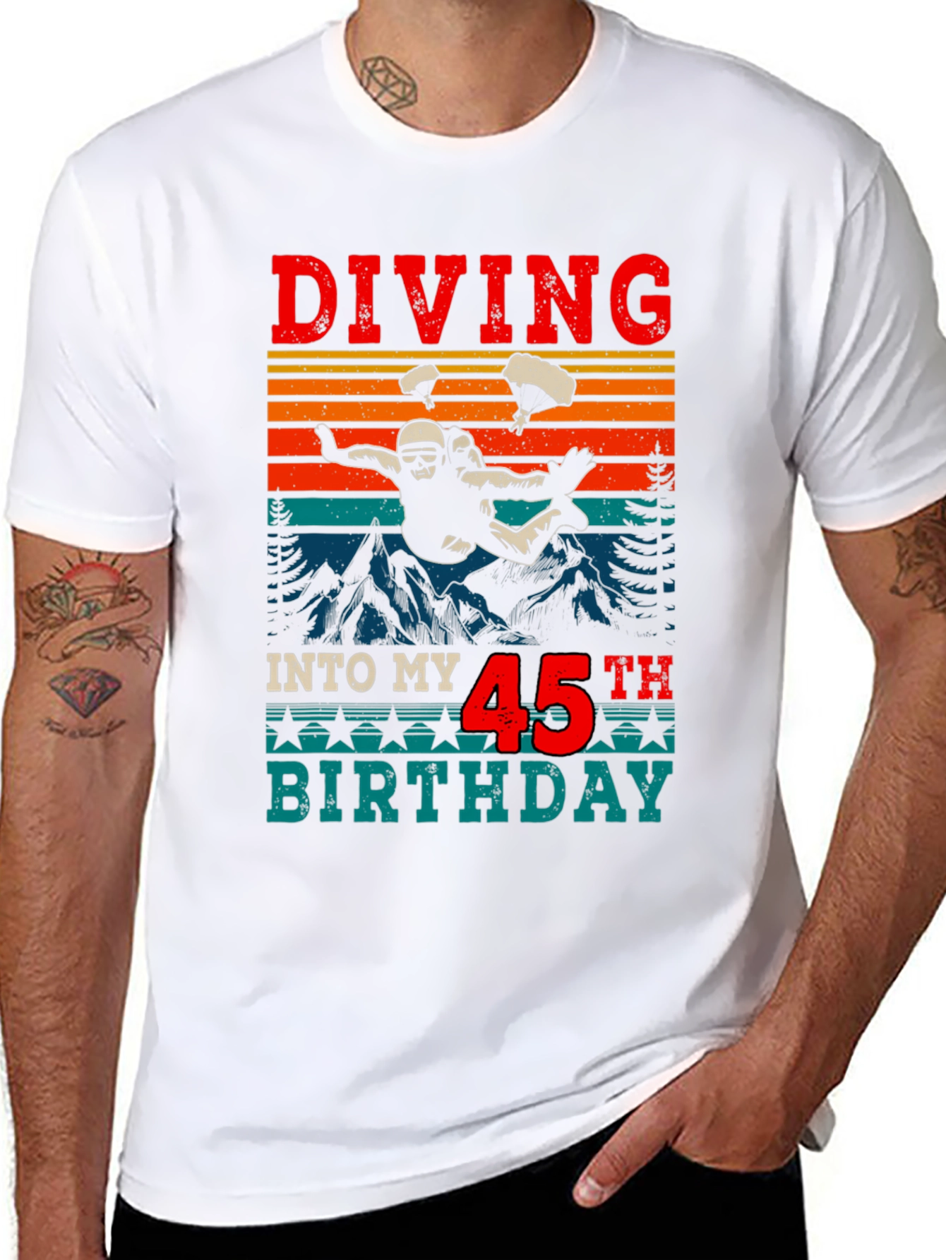 Diving Into My 45th Birthday Black T-Shirt