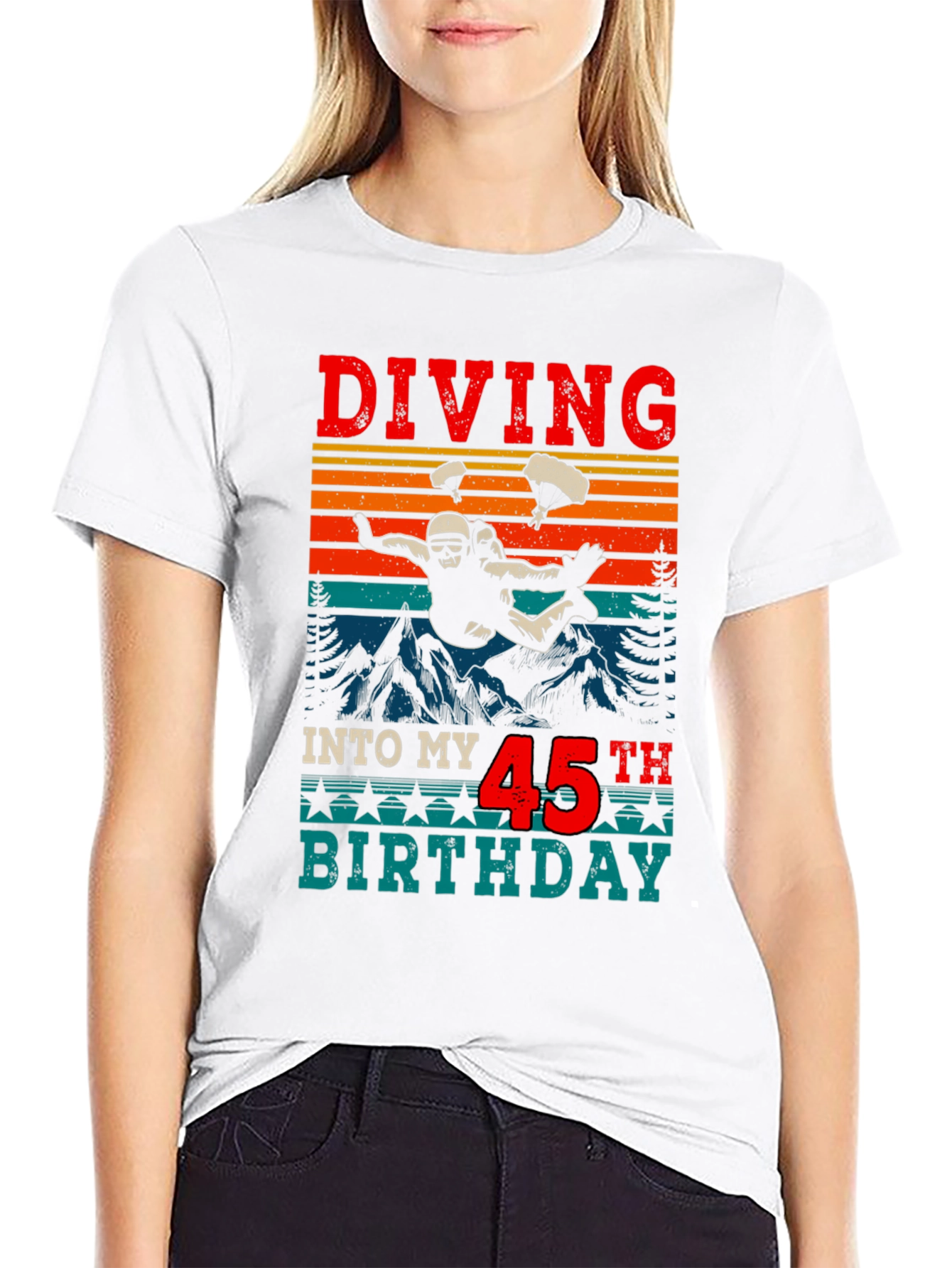 Diving Into My 45th Birthday Black T-Shirt
