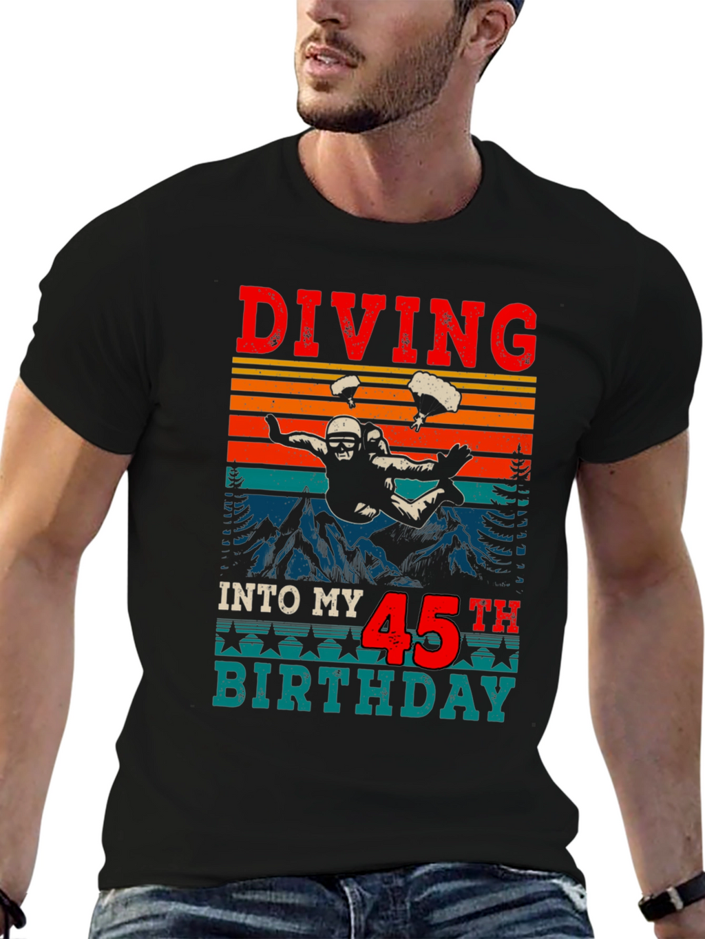 Diving Into My 45th Birthday Black T-Shirt