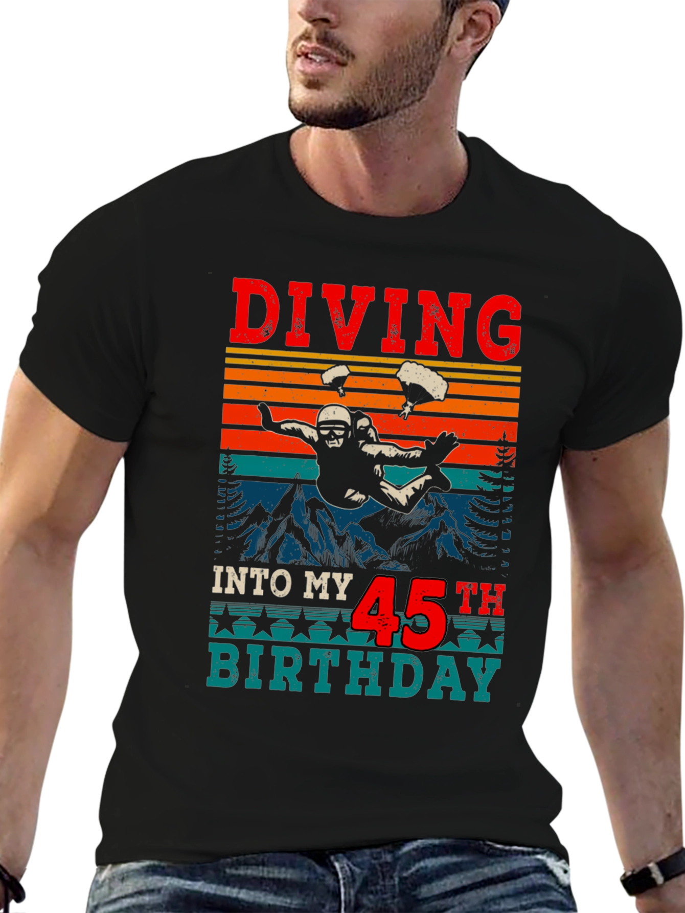 Diving Into My 45th Birthday Black T-Shirt
