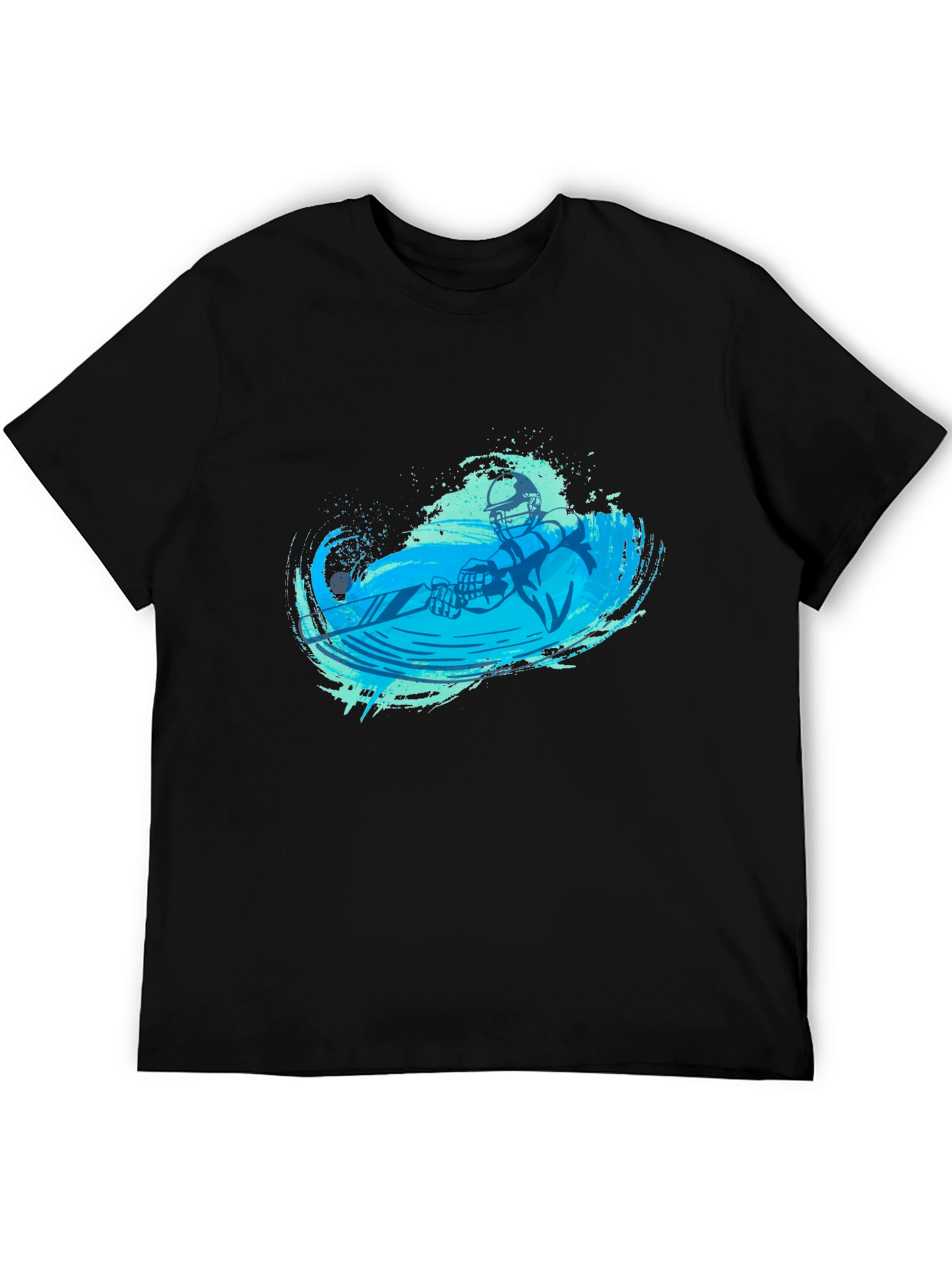 Water Skiing Graphic Tee - Black Cotton T-Shirt