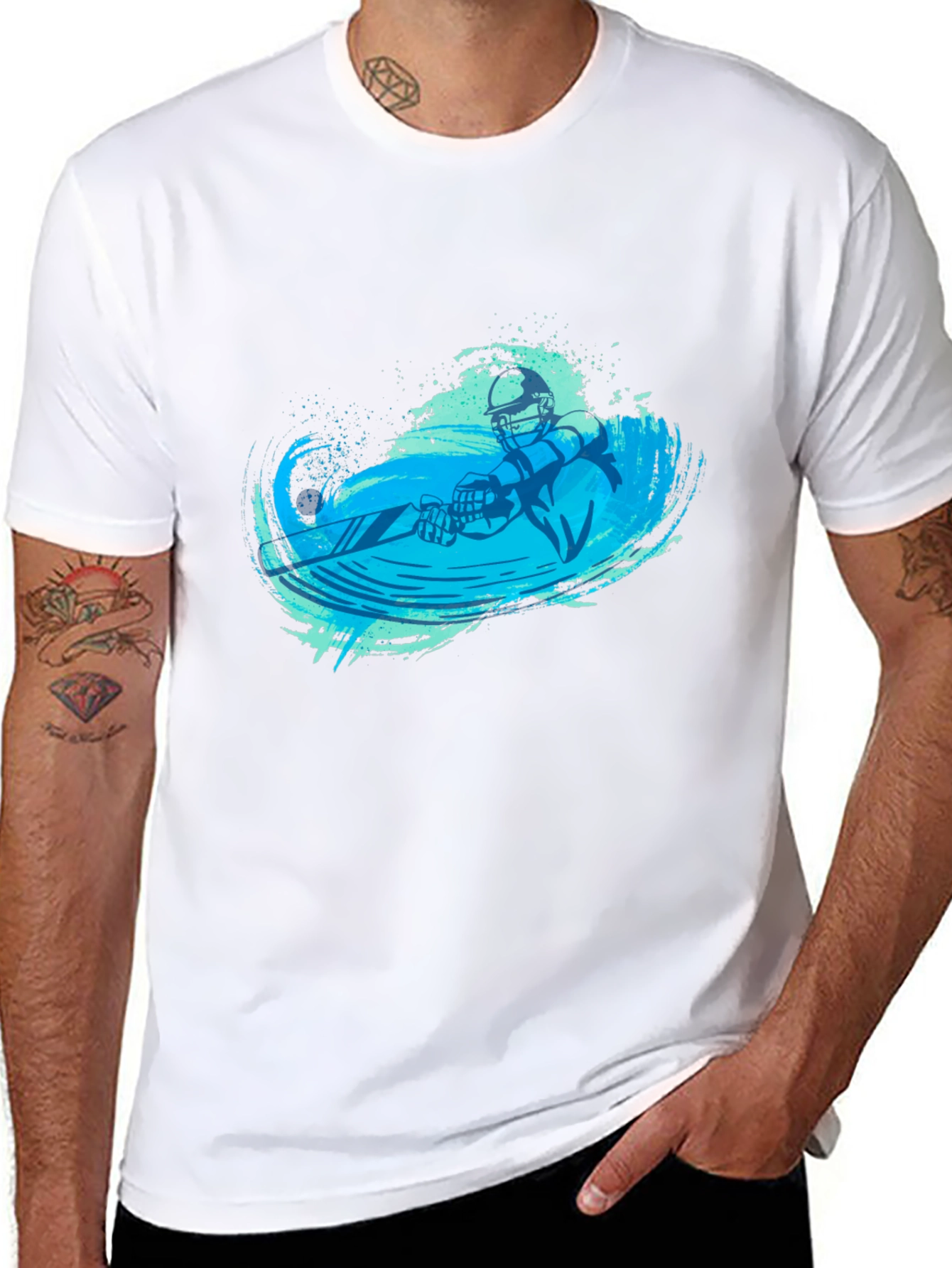 Water Skiing Graphic Tee - Black Cotton T-Shirt