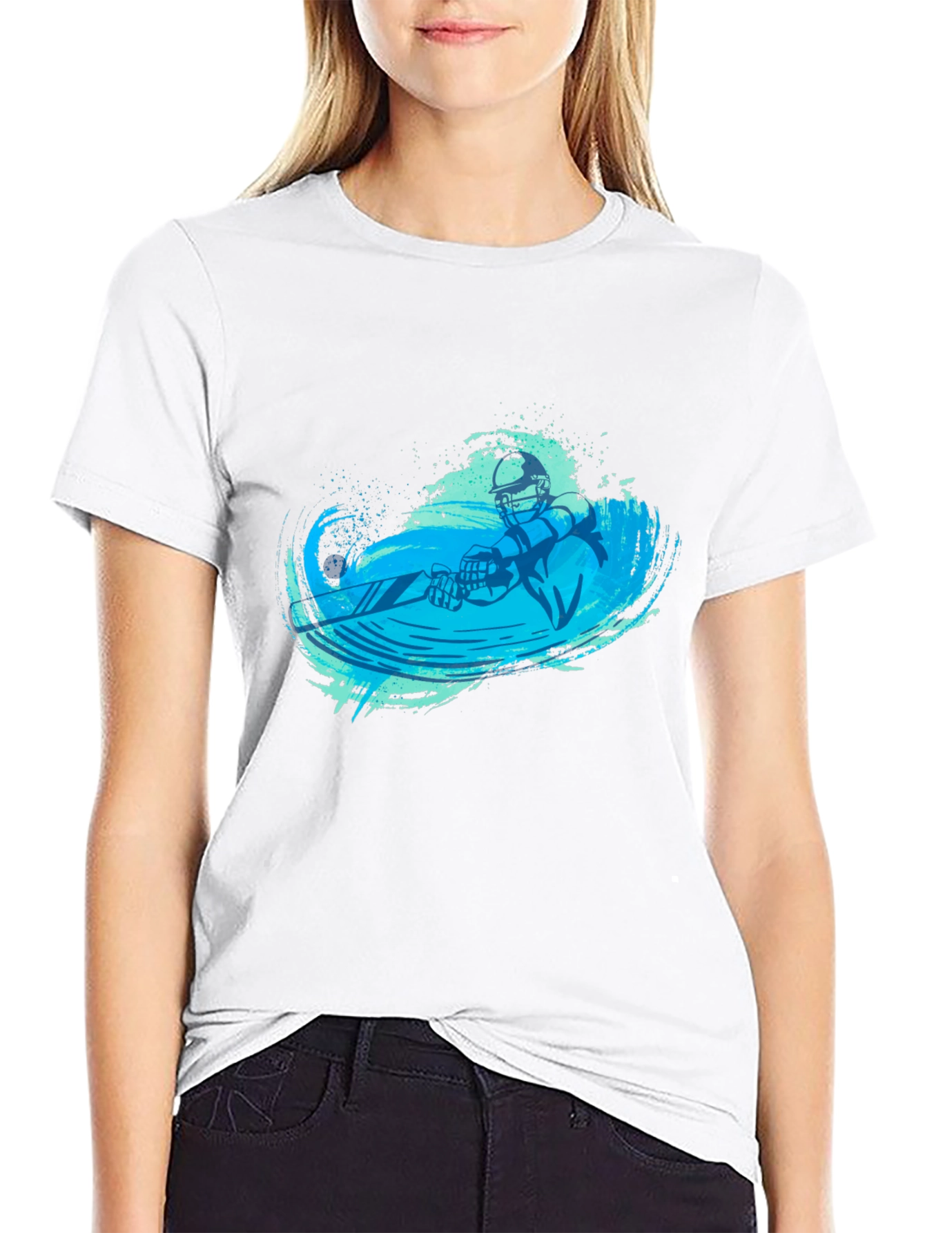 Water Skiing Graphic Tee - Black Cotton T-Shirt