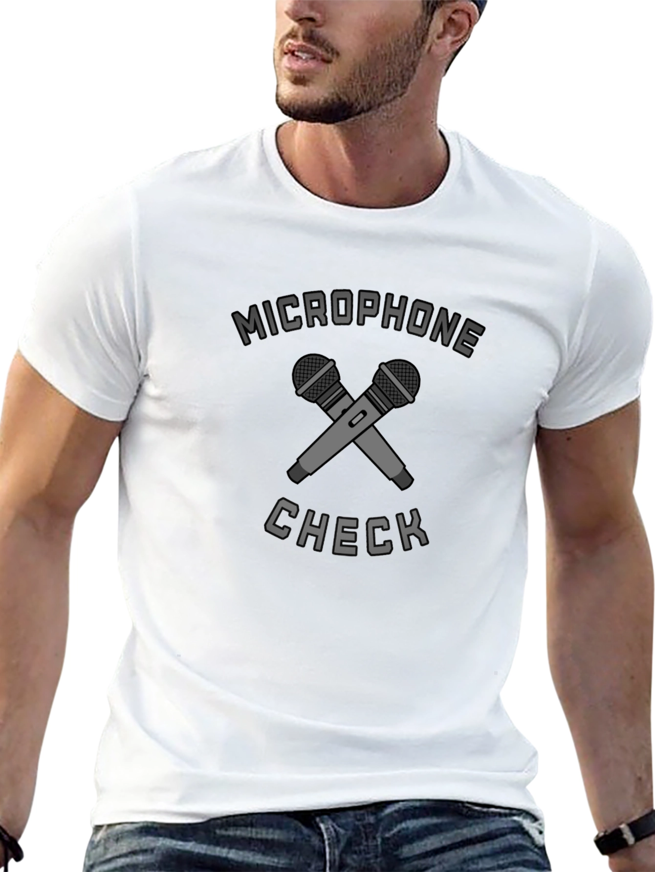 Microphone Check Graphic Tee - Musician T-Shirt