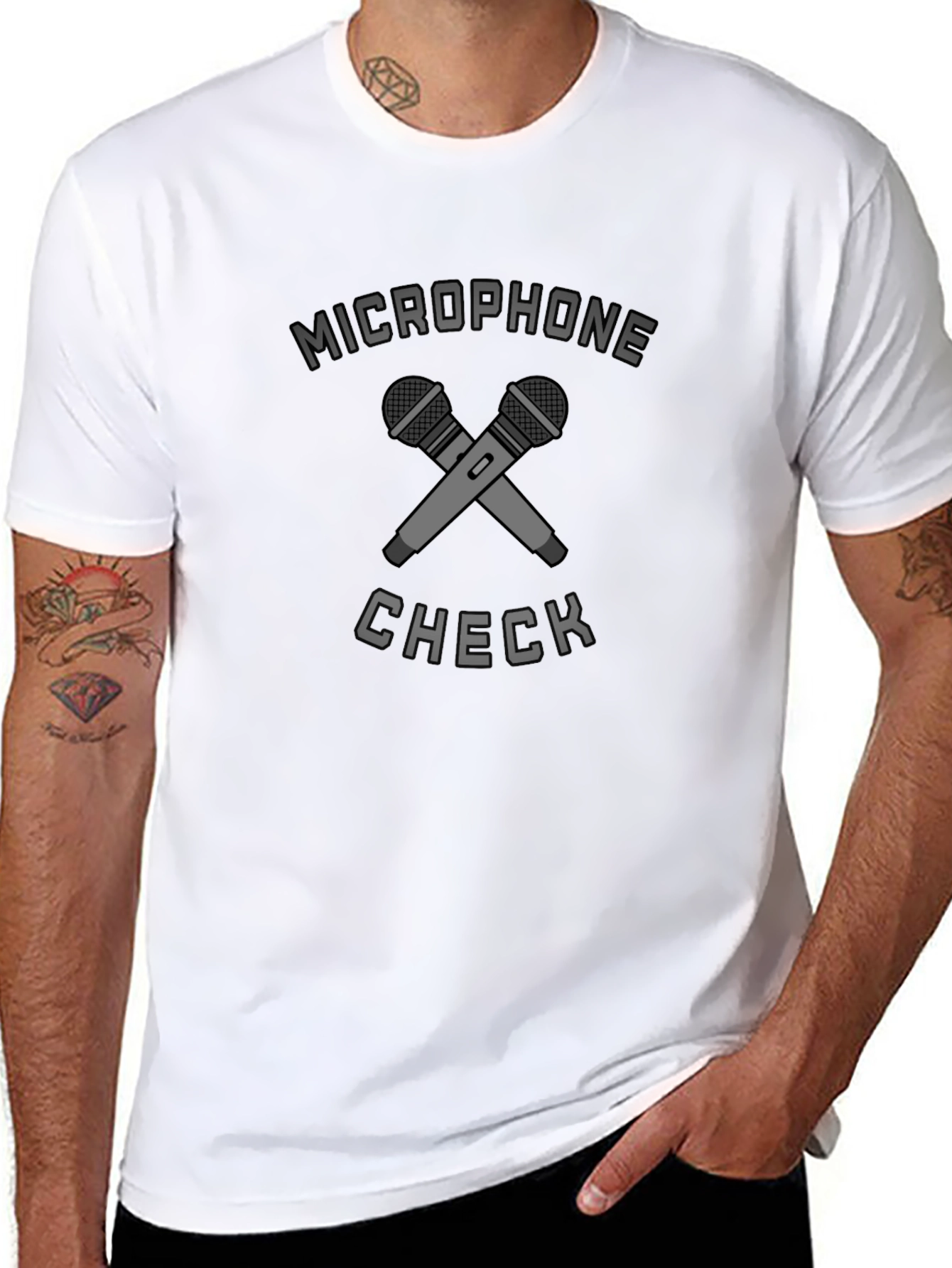 Microphone Check Graphic Tee - Musician T-Shirt
