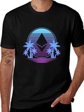 Ethereum Crypto Black T-Shirt Palm Tree Design
