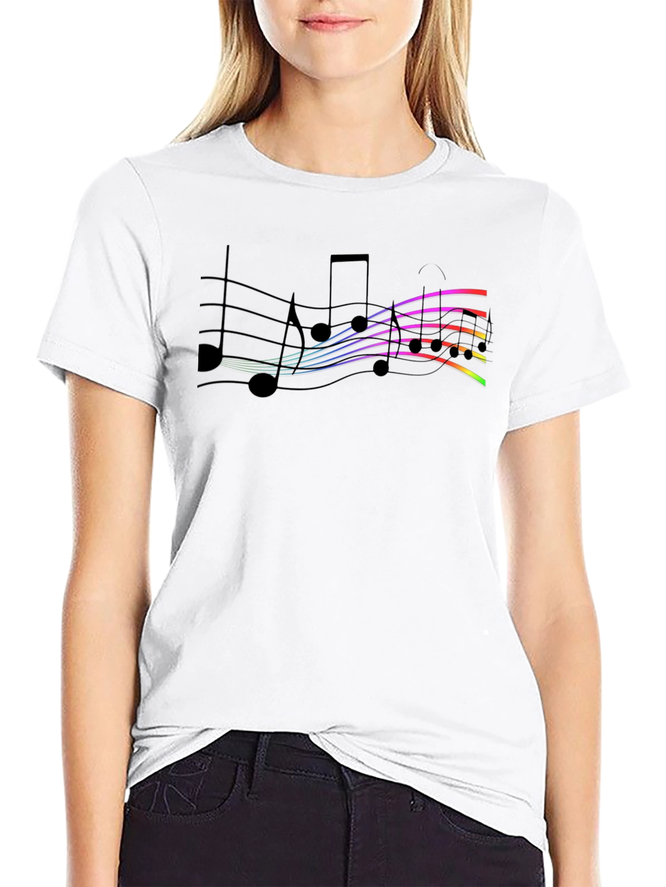 Rainbow Music Notes Graphic Tee
