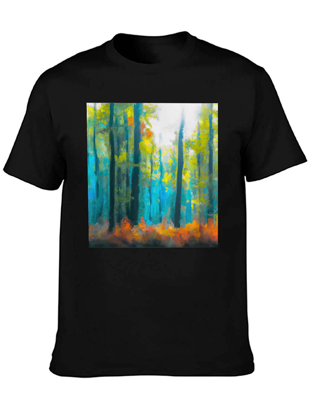 Abstract Forest Print Black T-Shirt