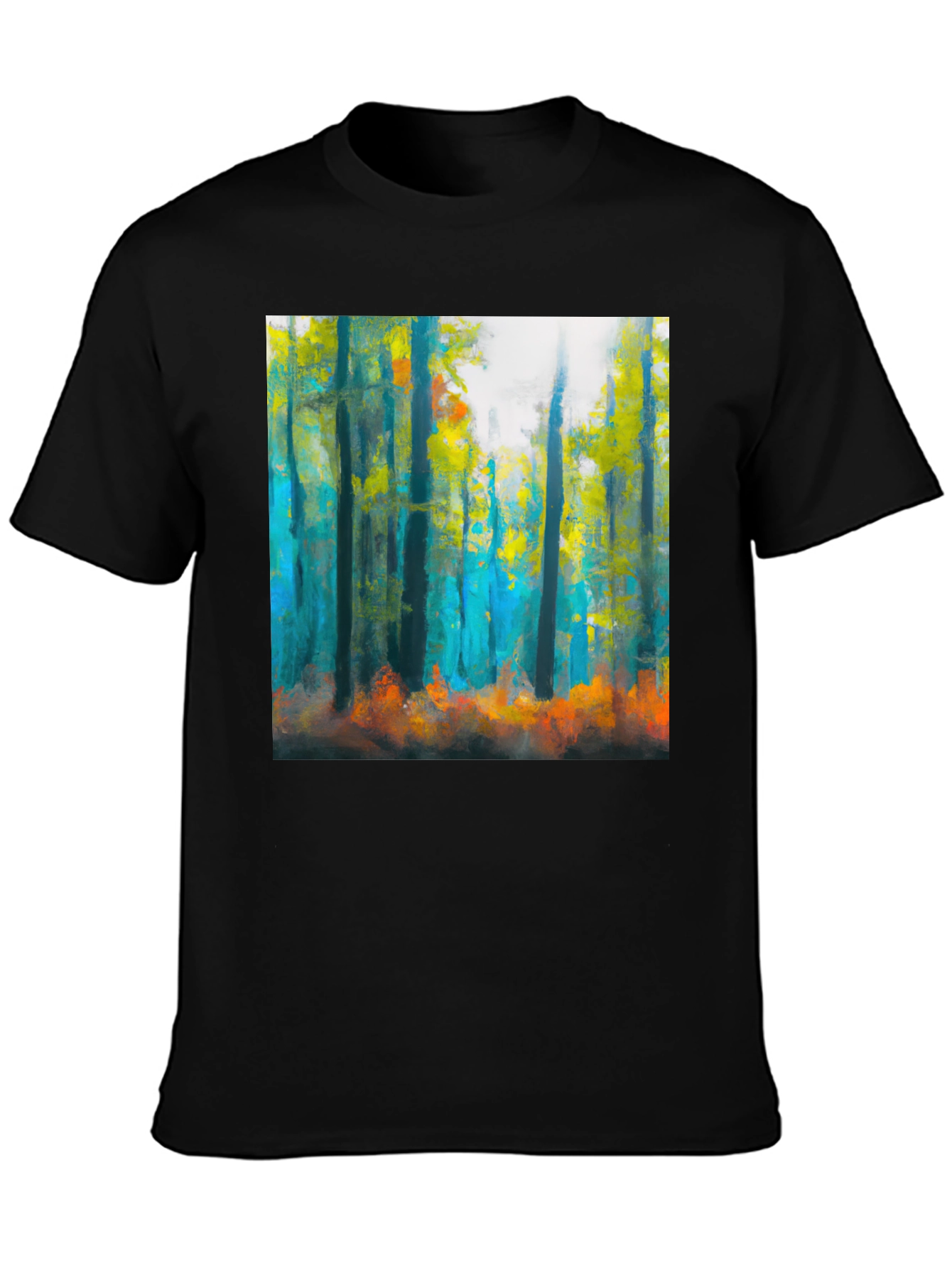 Abstract Forest Print Black T-Shirt