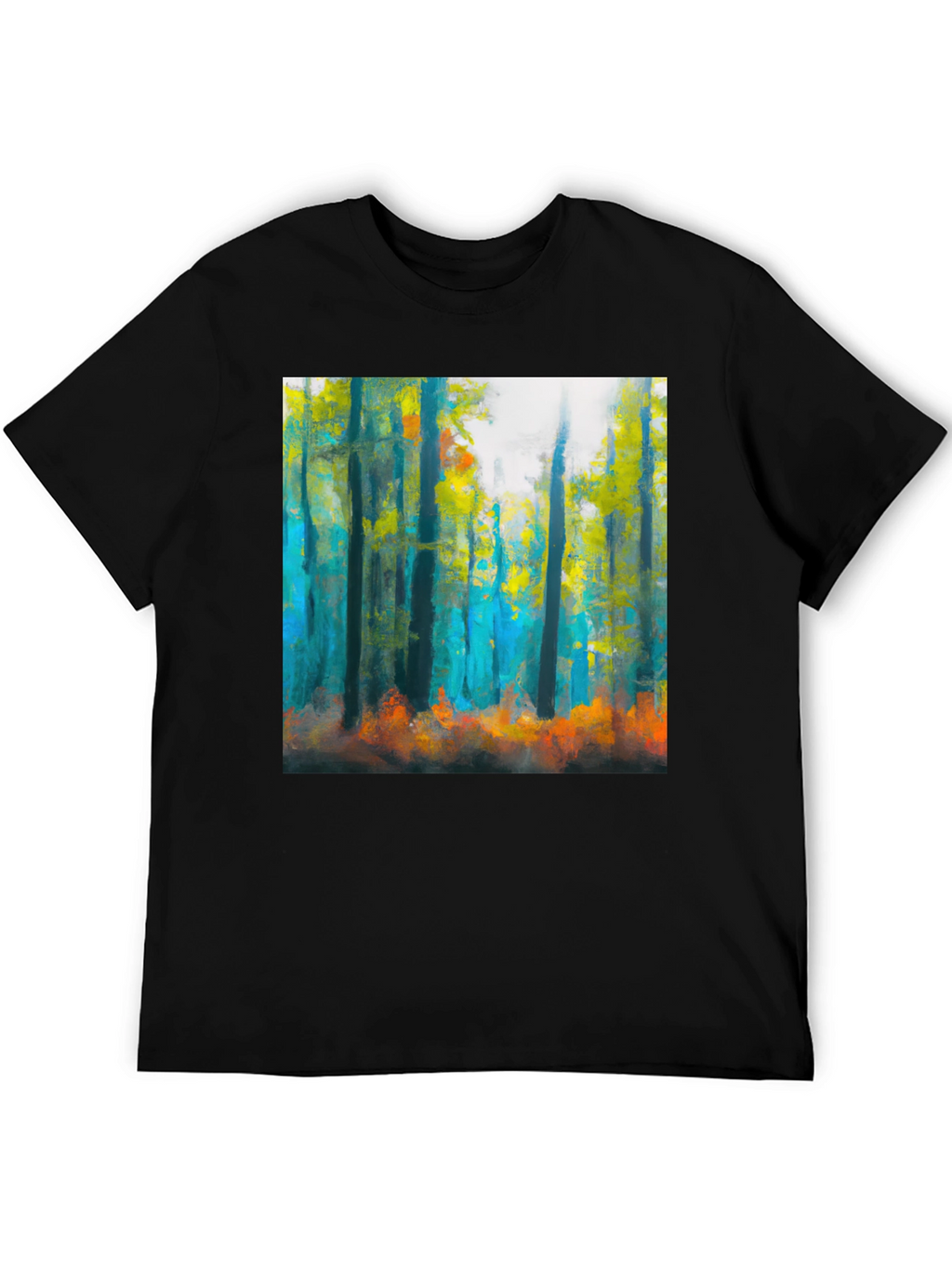 Abstract Forest Print Black T-Shirt