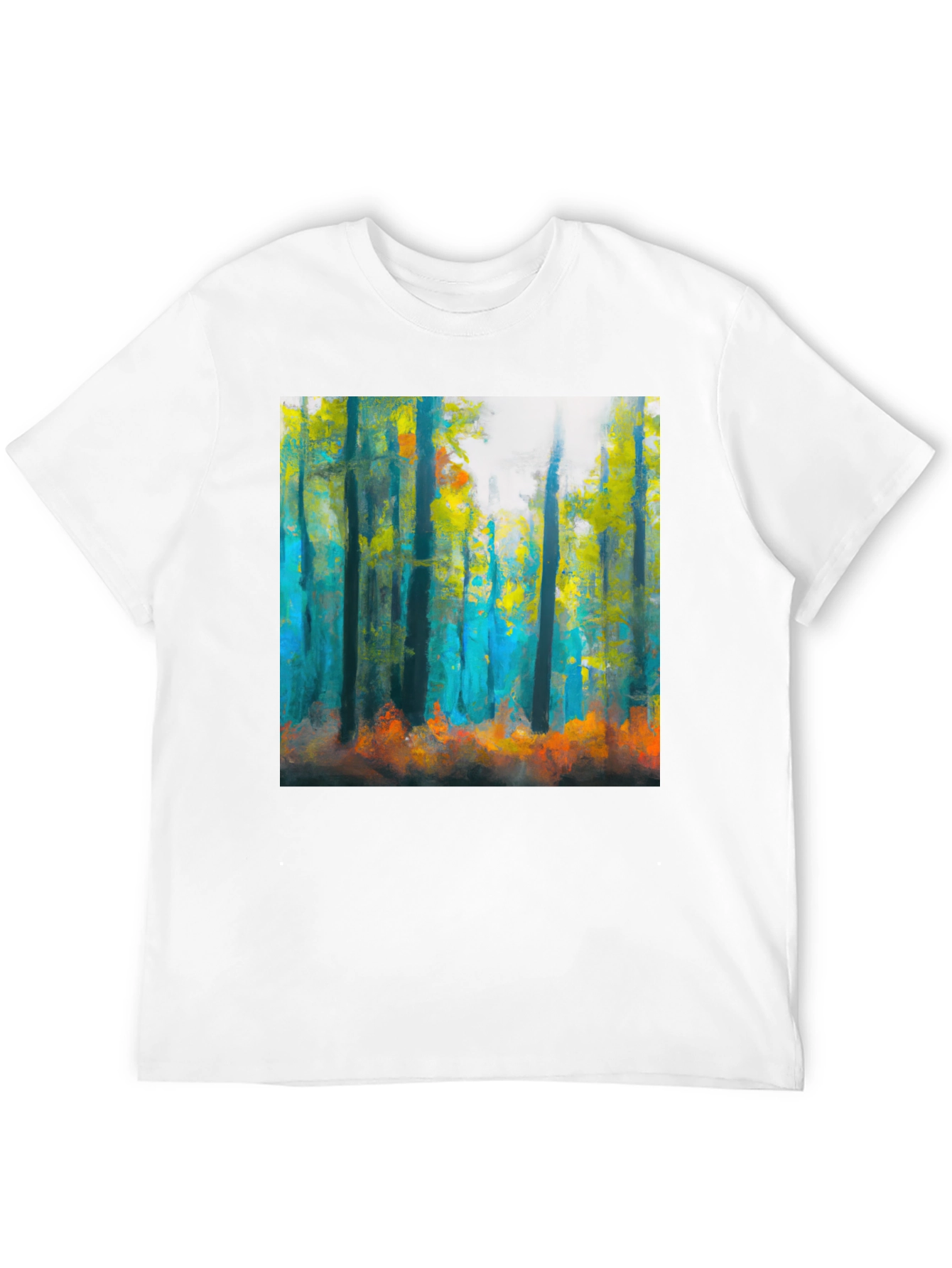 Abstract Forest Print Black T-Shirt