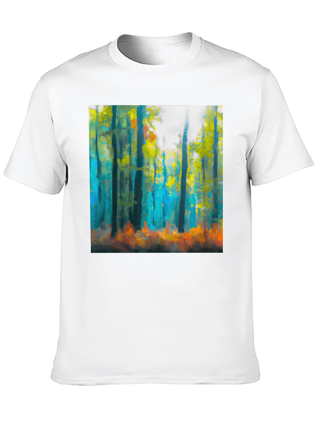 Abstract Forest Print Black T-Shirt