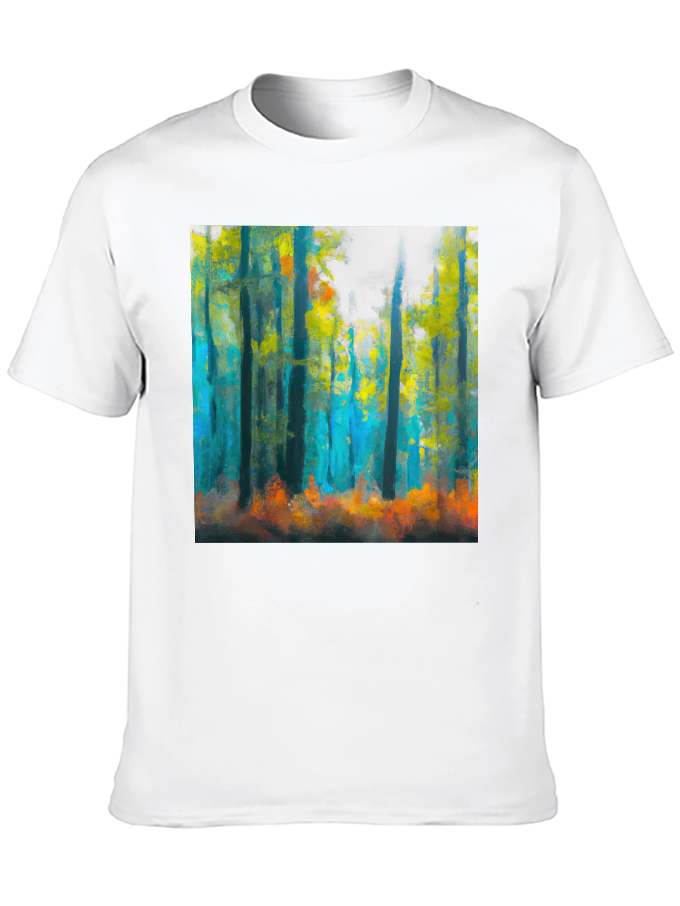 Abstract Forest Print Black T-Shirt