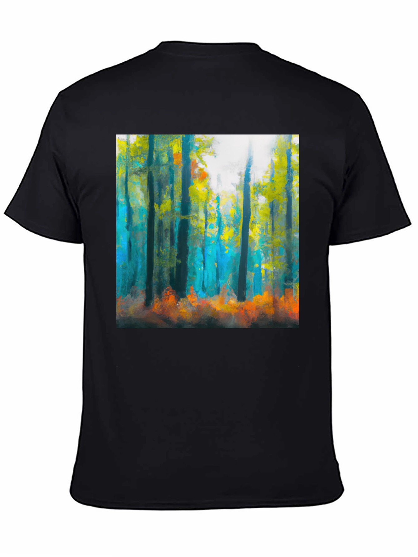 Abstract Forest Print Black T-Shirt