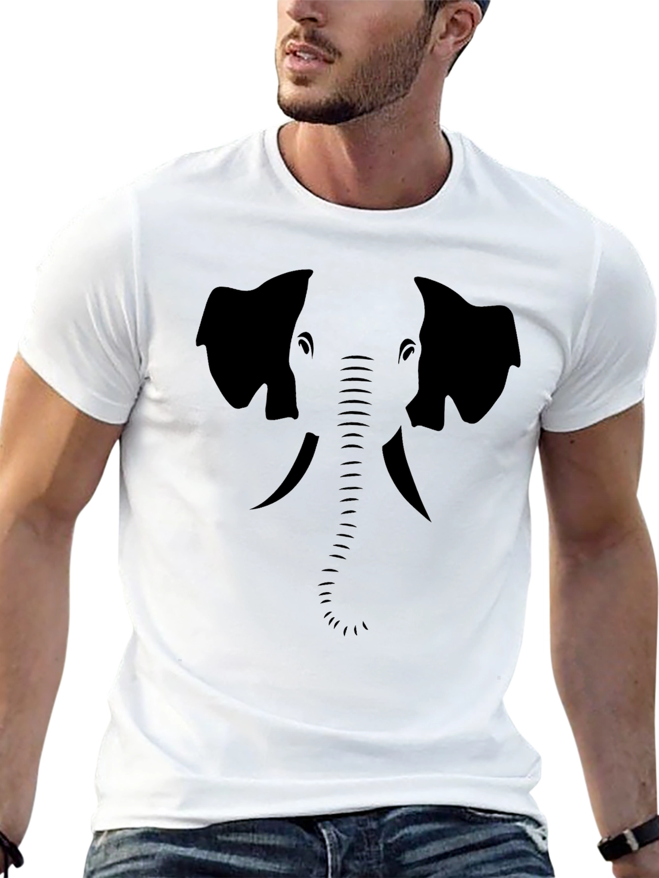 Elephant Silhouette Black T-Shirt - Stylish Animal Graphic Tee