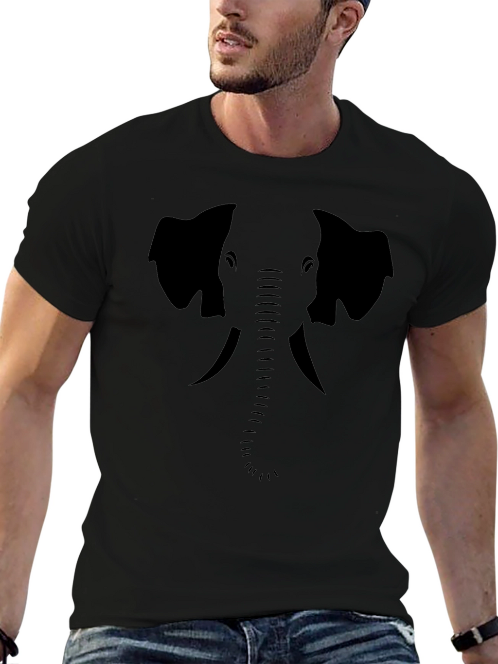 Elephant Silhouette Black T-Shirt - Stylish Animal Graphic Tee