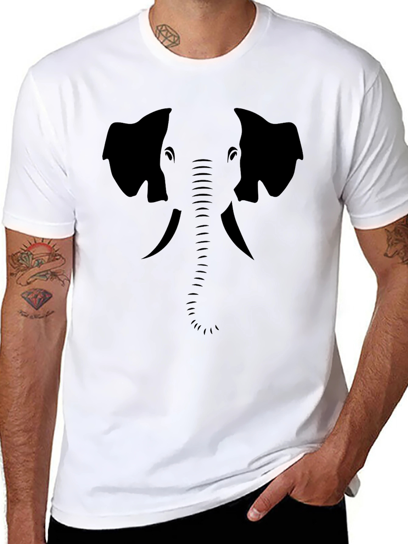 Elephant Silhouette Black T-Shirt - Stylish Animal Graphic Tee