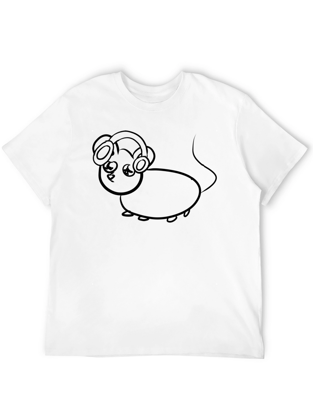 Mouse with Headphones Graphic Tee - Black