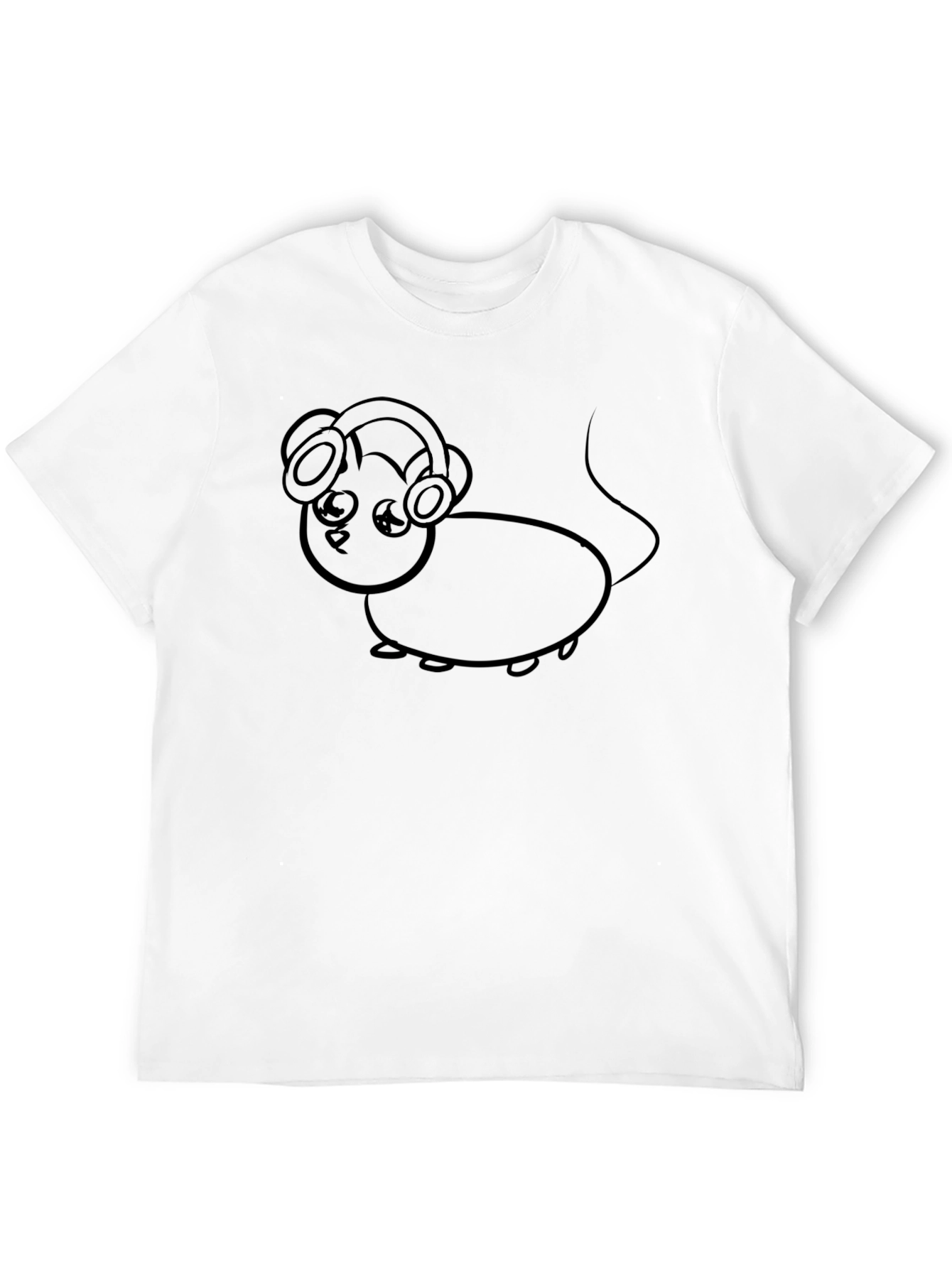 Mouse with Headphones Graphic Tee - Black