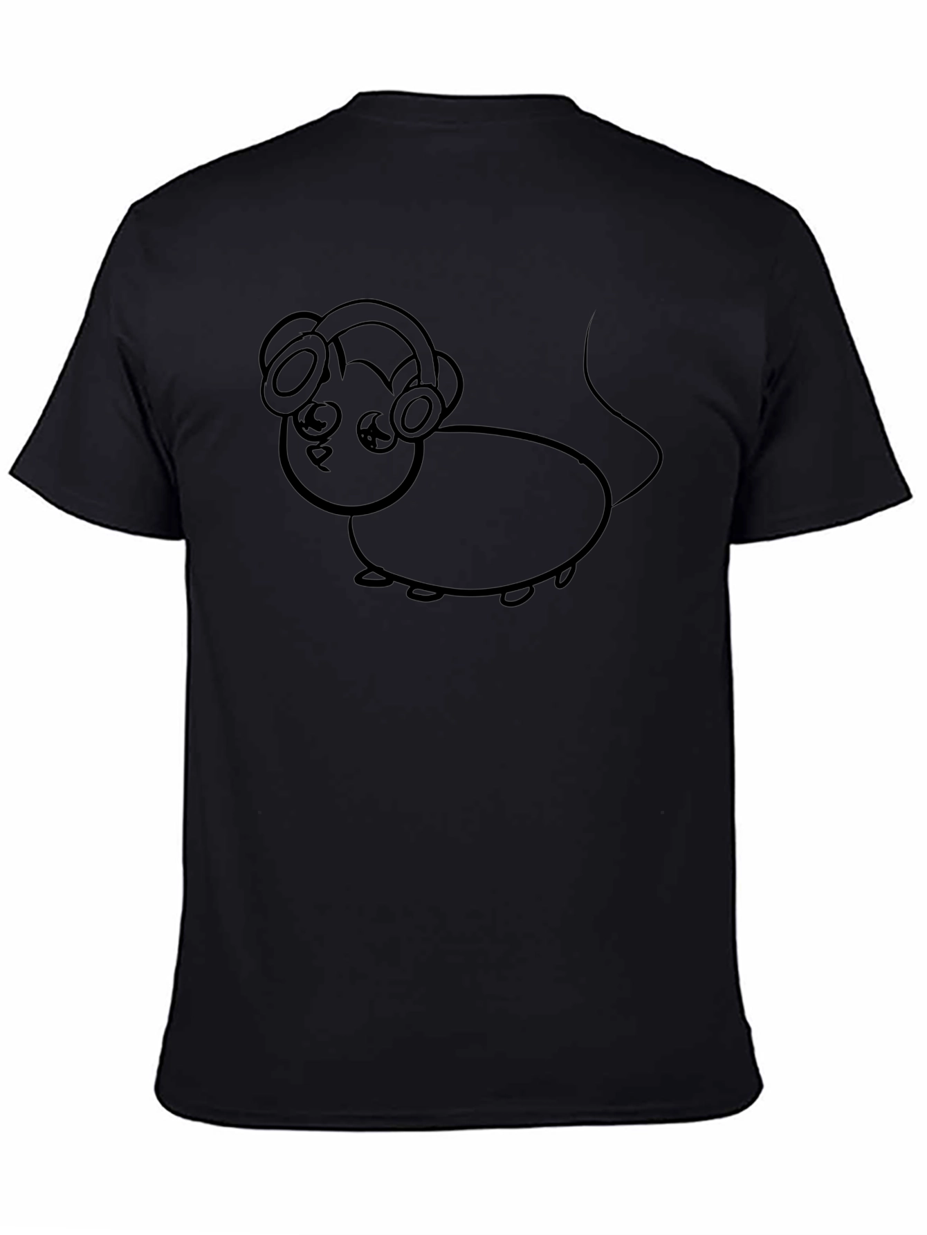 Mouse with Headphones Graphic Tee - Black