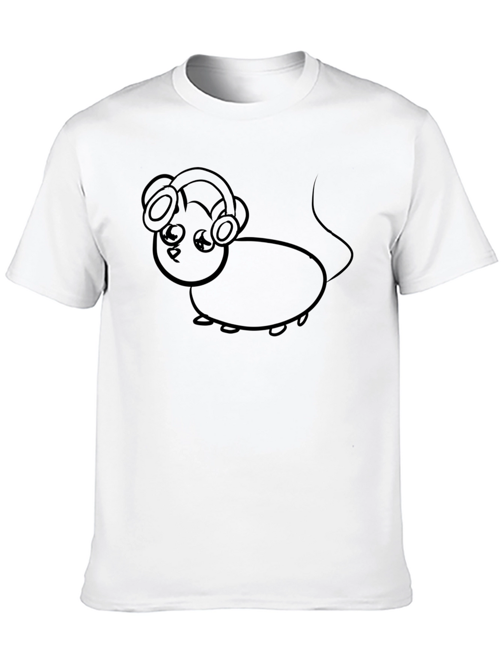 Mouse with Headphones Graphic Tee - Black