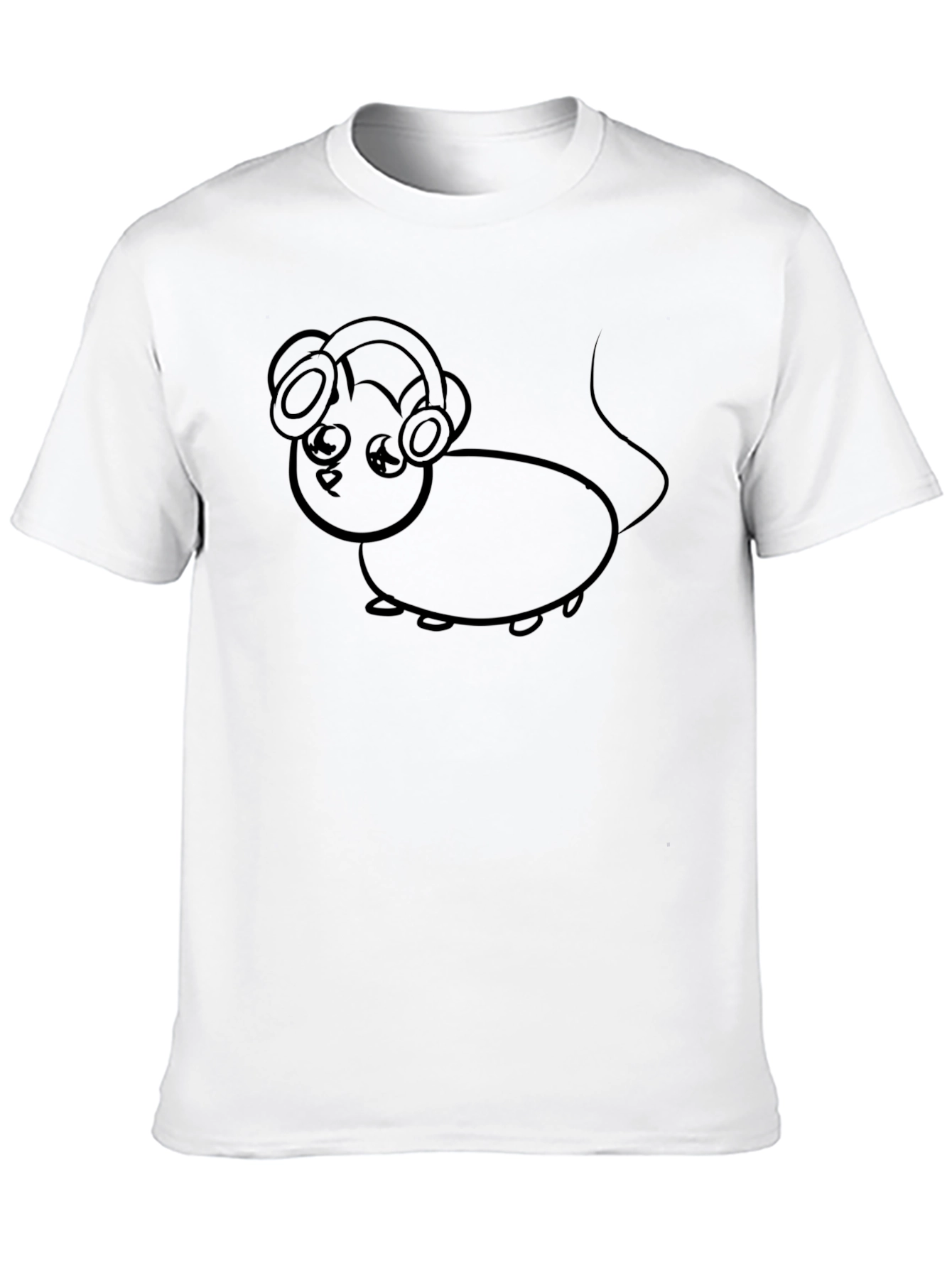 Mouse with Headphones Graphic Tee - Black