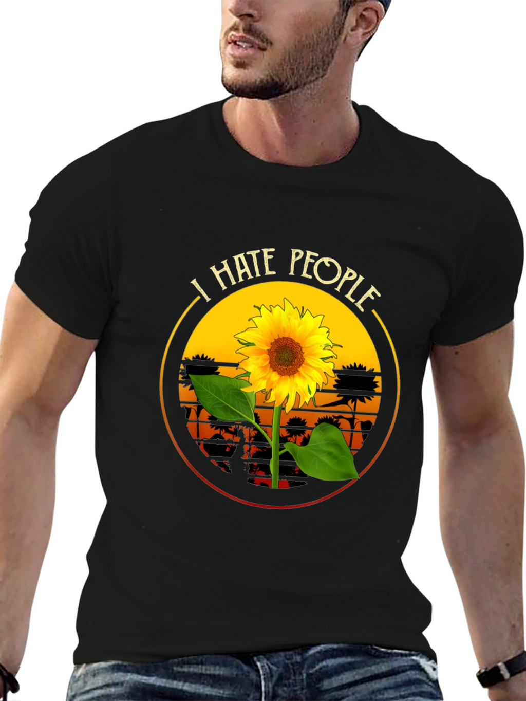 I Hate People Sunflower Graphic T-Shirt
