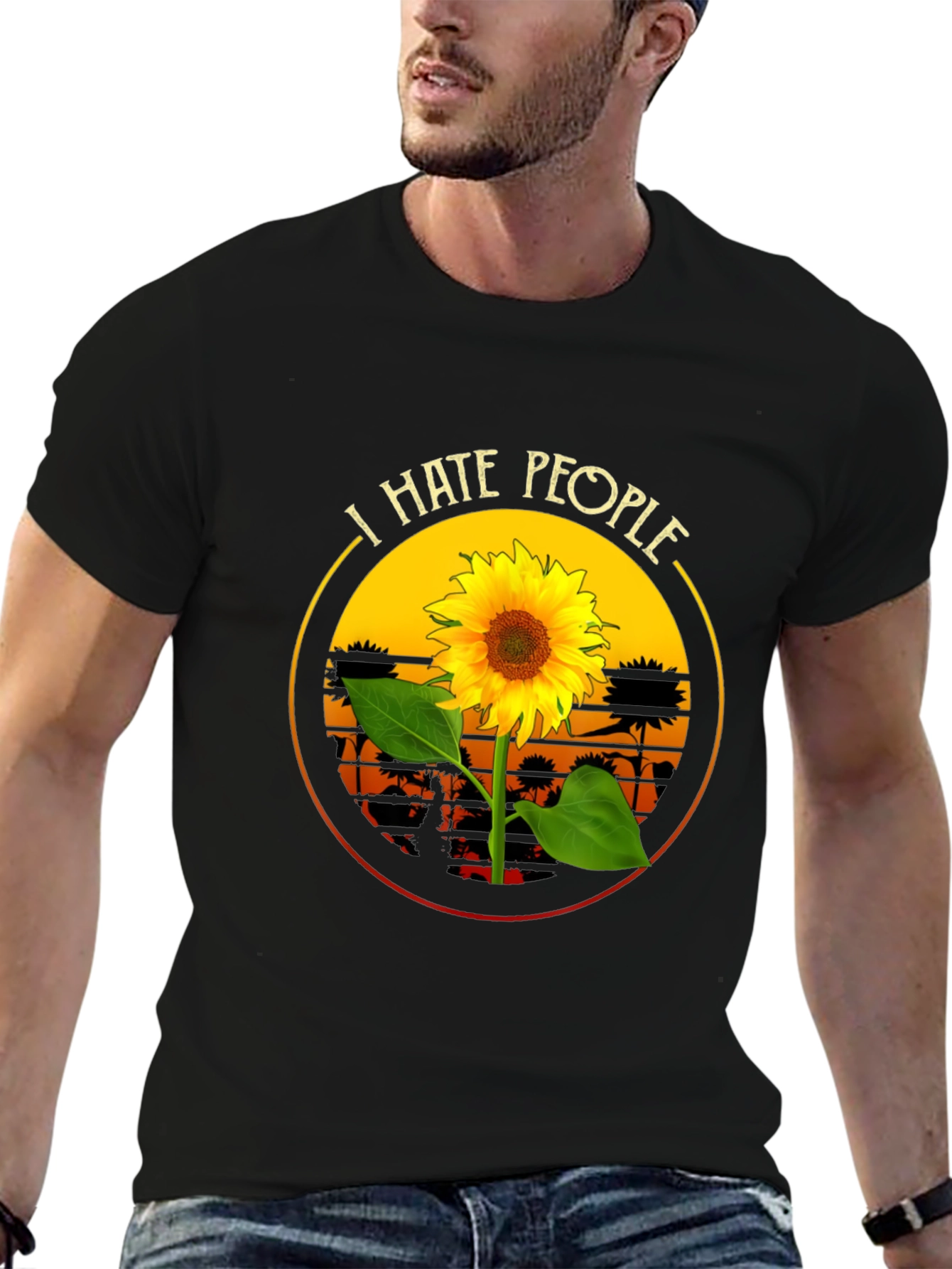 I Hate People Sunflower Graphic T-Shirt