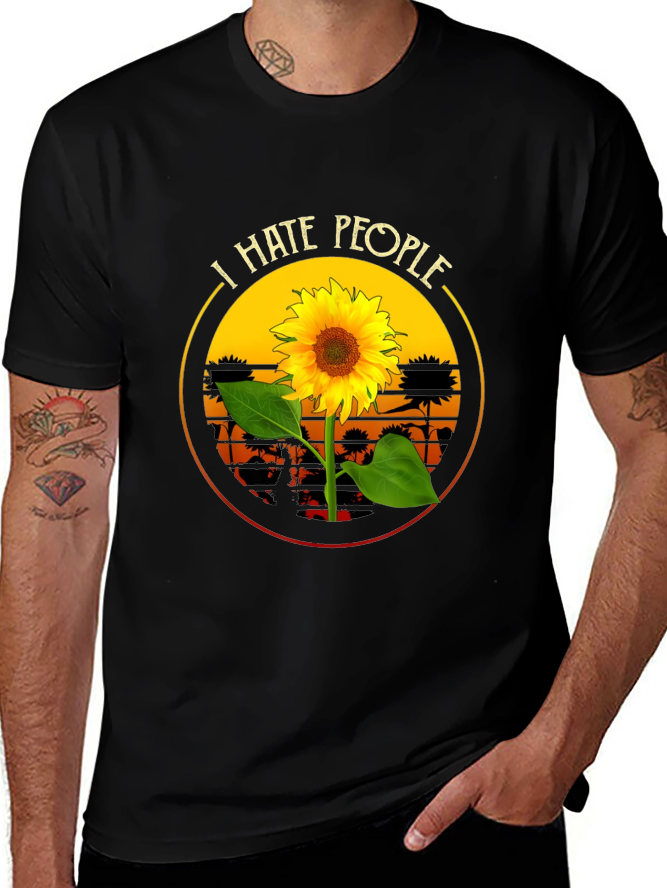 I Hate People Sunflower Graphic T-Shirt