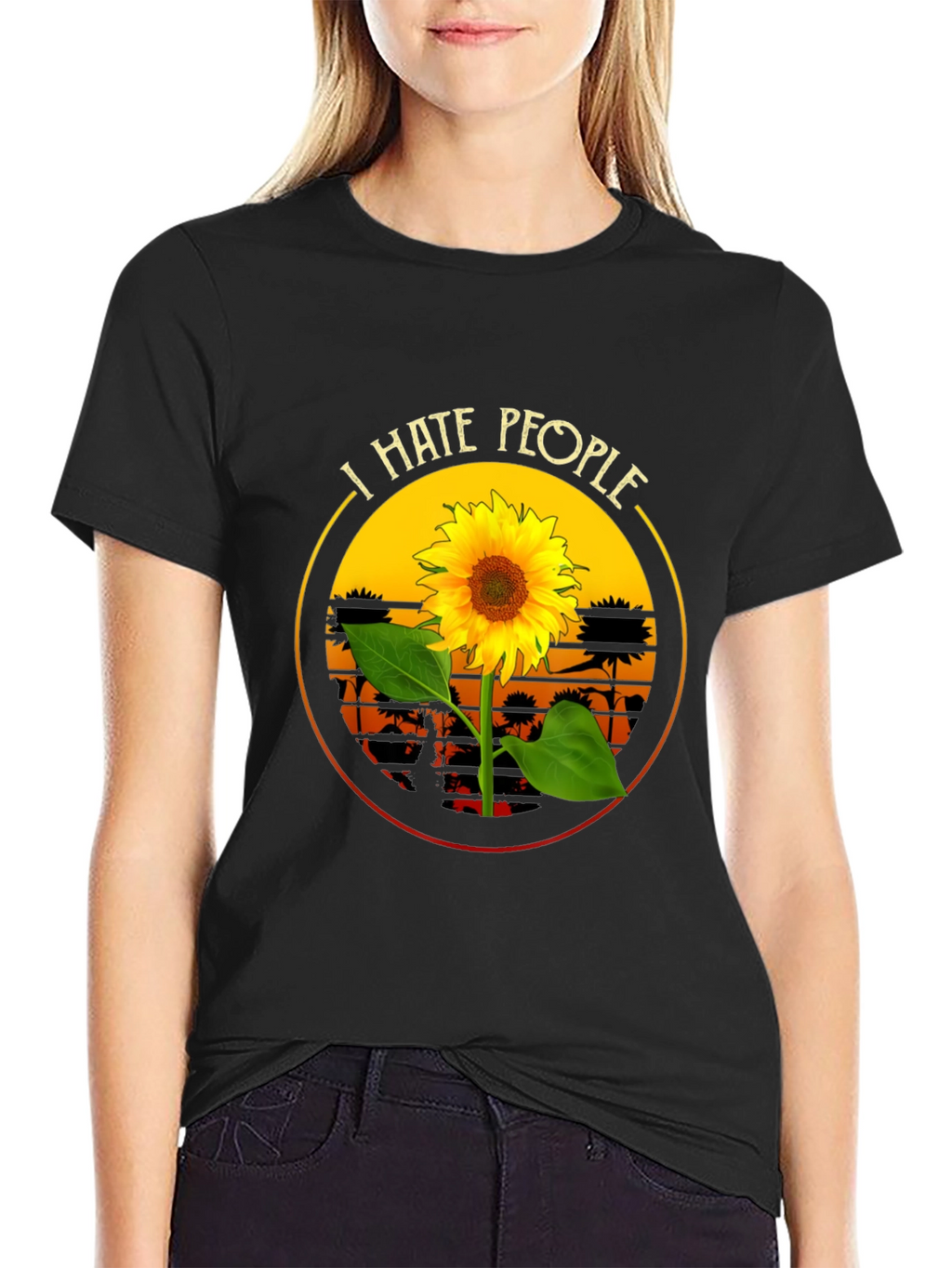 I Hate People Sunflower Graphic T-Shirt