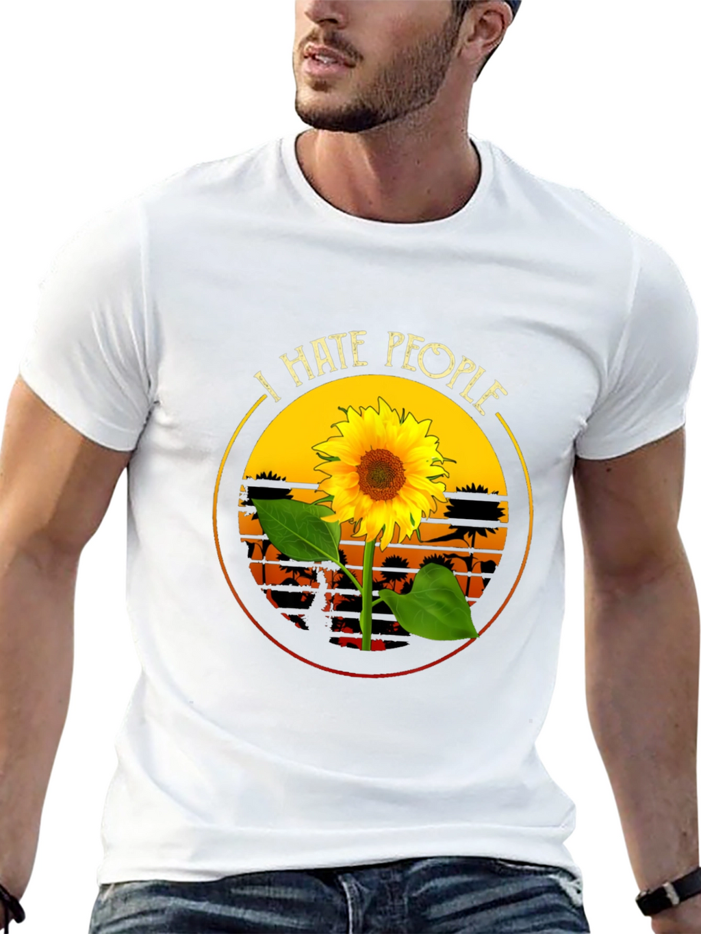 I Hate People Sunflower Graphic T-Shirt