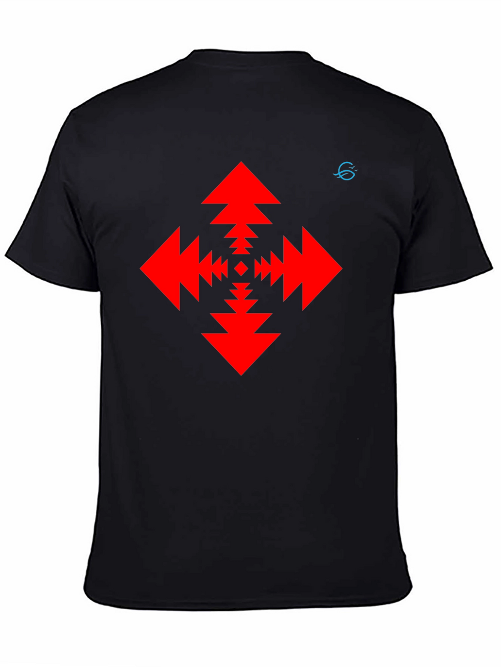 Geometric Arrow Pattern Black T-Shirt