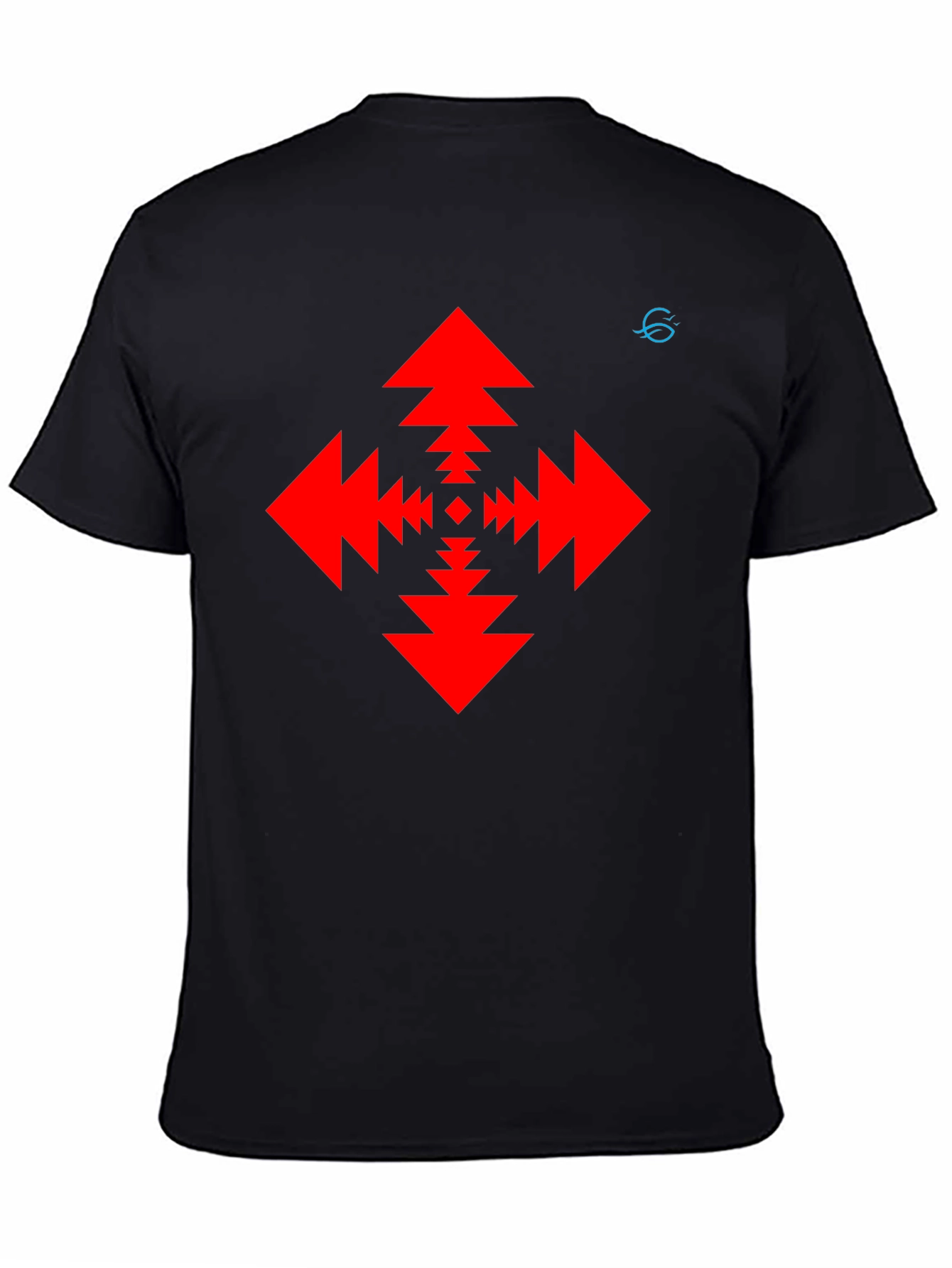 Geometric Arrow Pattern Black T-Shirt