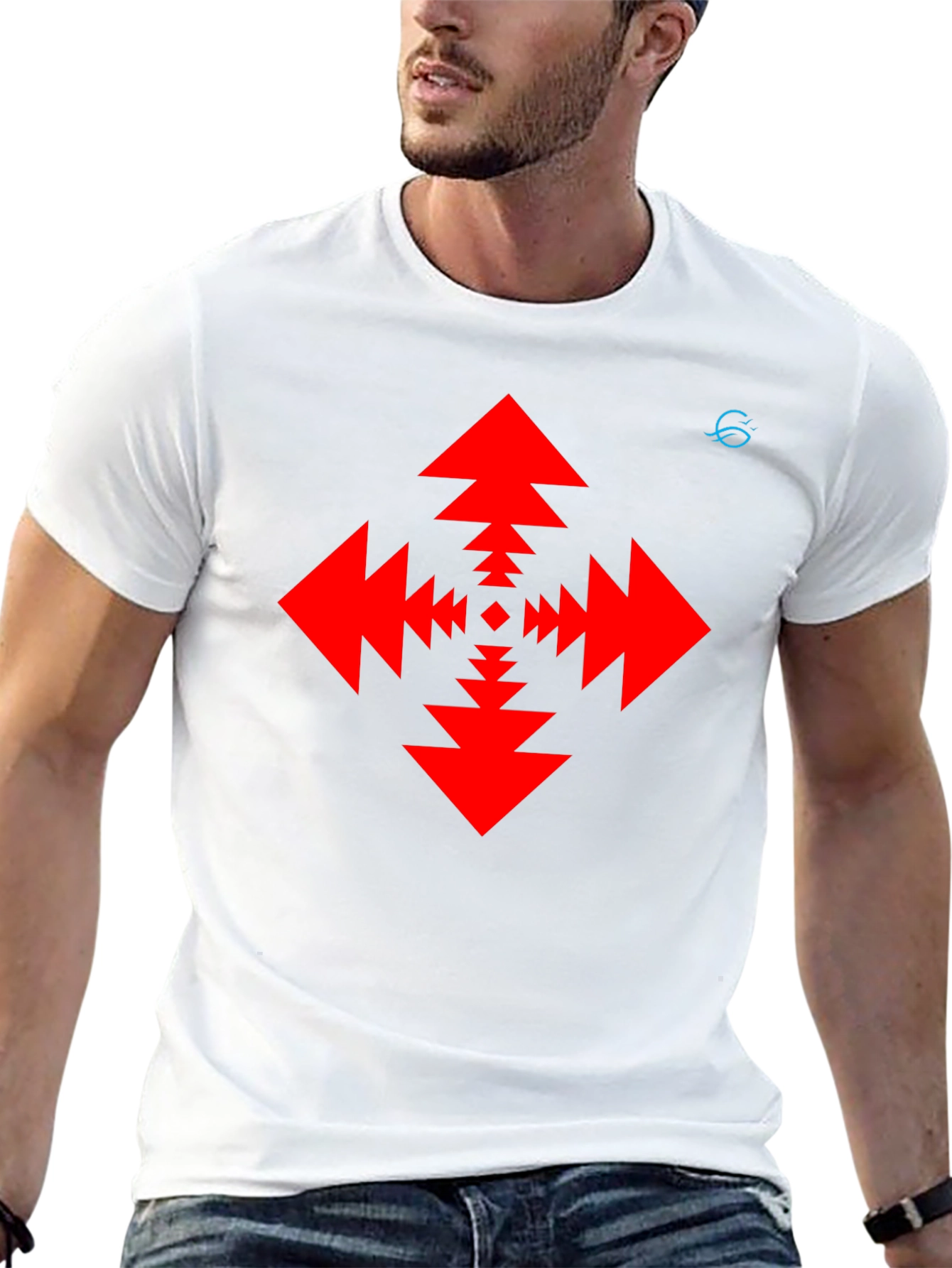Geometric Arrow Pattern Black T-Shirt