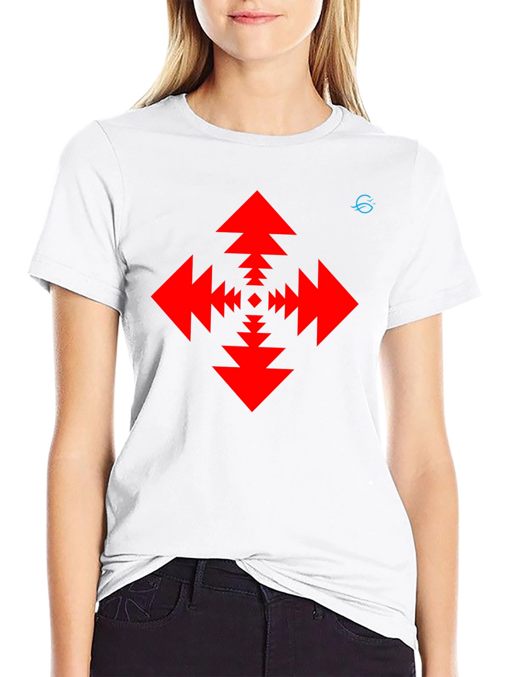 Geometric Arrow Pattern Black T-Shirt