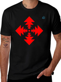Geometric Arrow Pattern Black T-Shirt