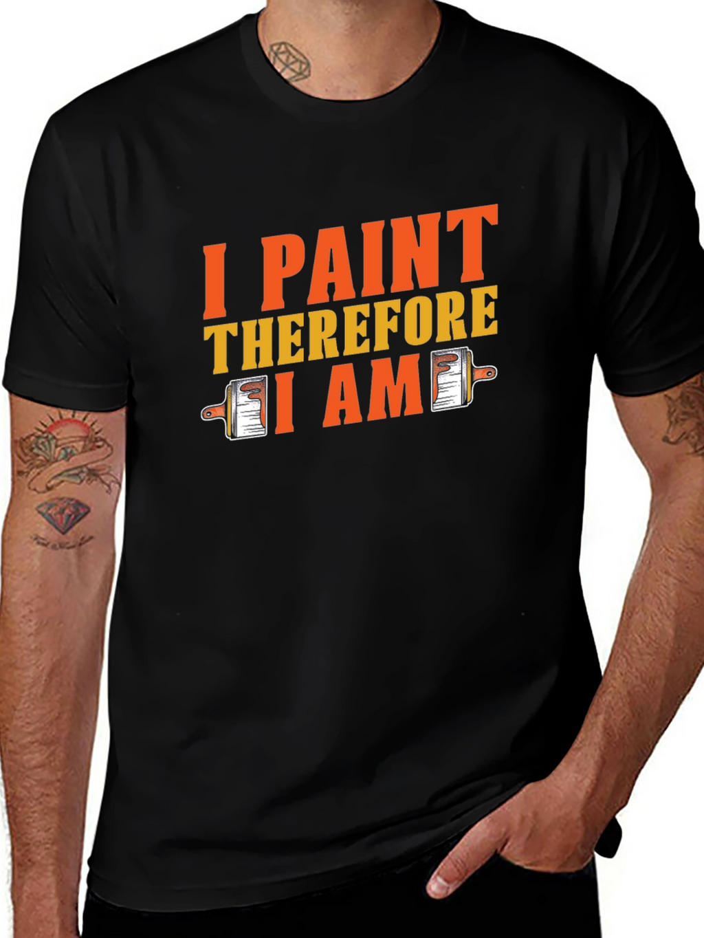 I Paint Therefore I Am Black Graphic T-Shirt