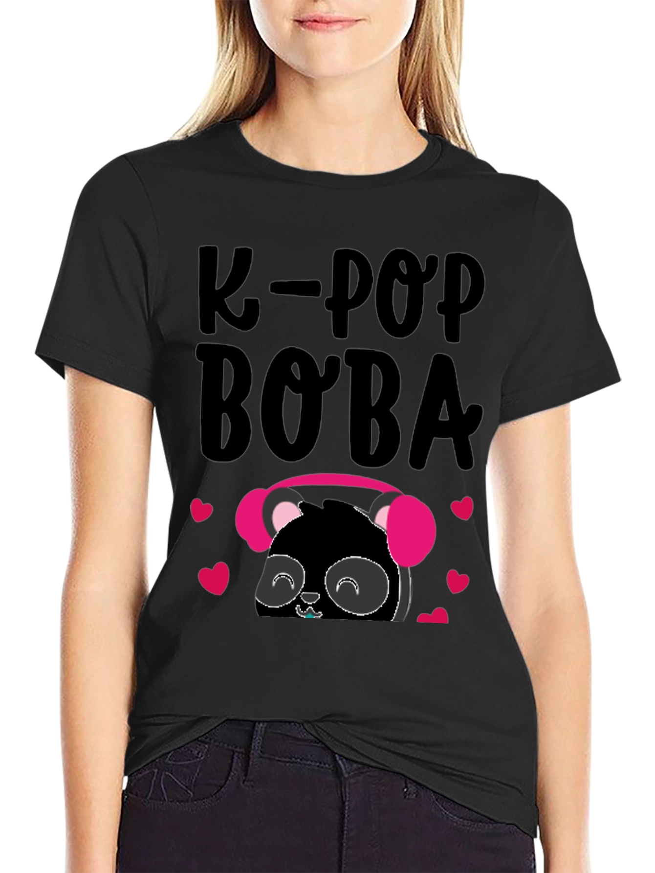 K-Pop Boba Panda Graphic T-Shirt