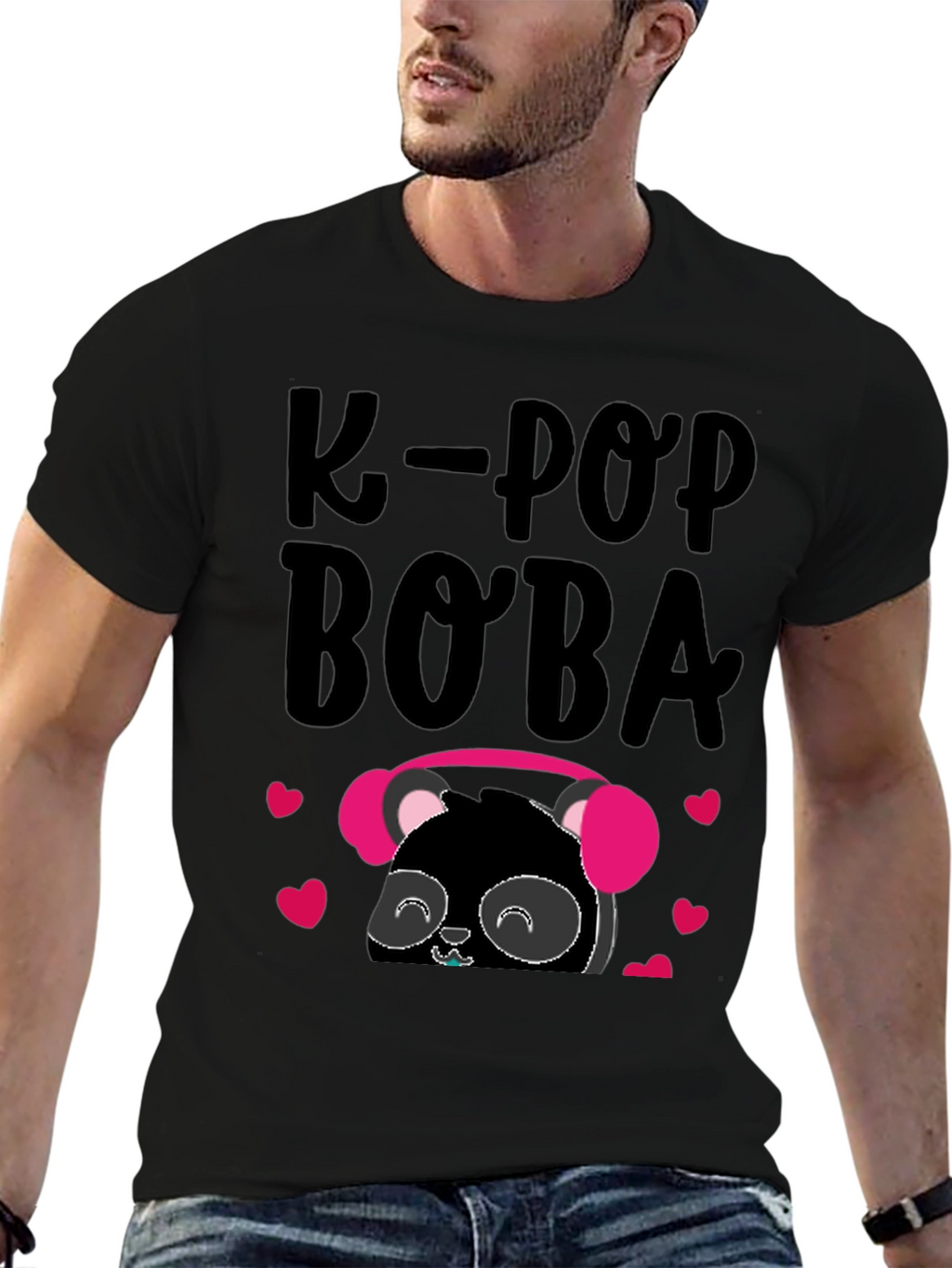 K-Pop Boba Panda Graphic T-Shirt