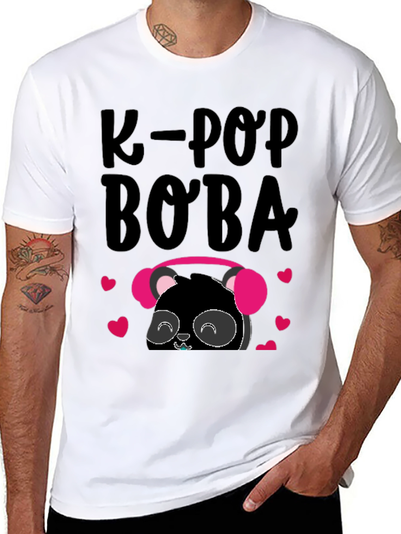 K-Pop Boba Panda Graphic T-Shirt
