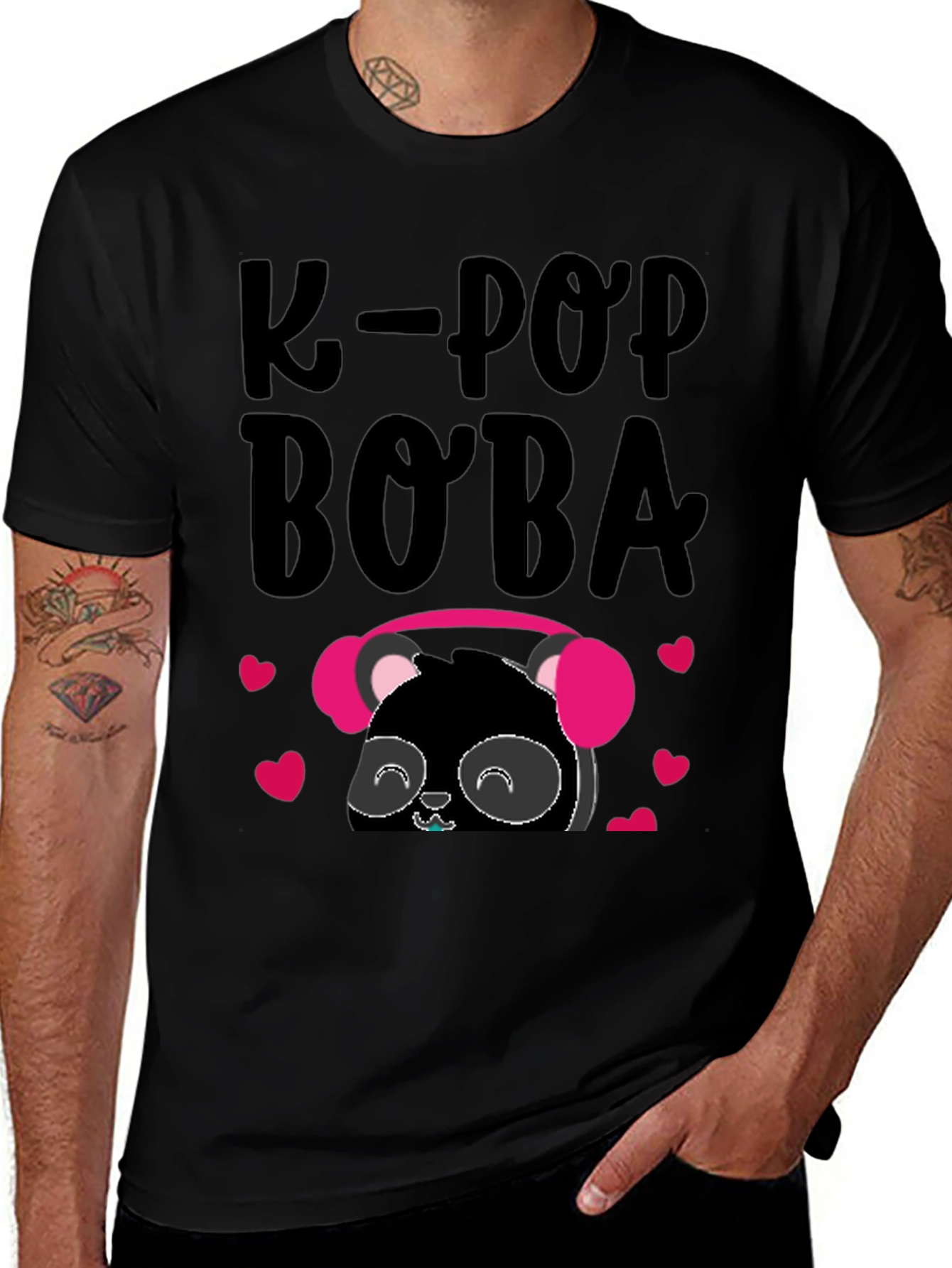 K-Pop Boba Panda Graphic T-Shirt
