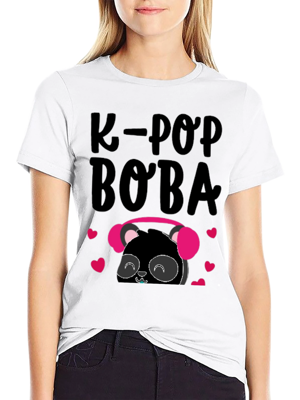 K-Pop Boba Panda Graphic T-Shirt