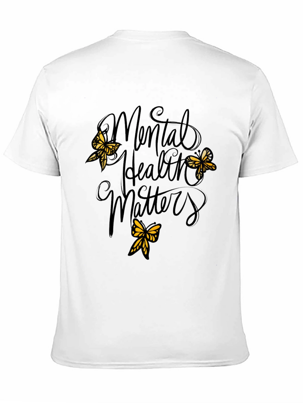 Mental Health Matters Black Tee with Butterflies